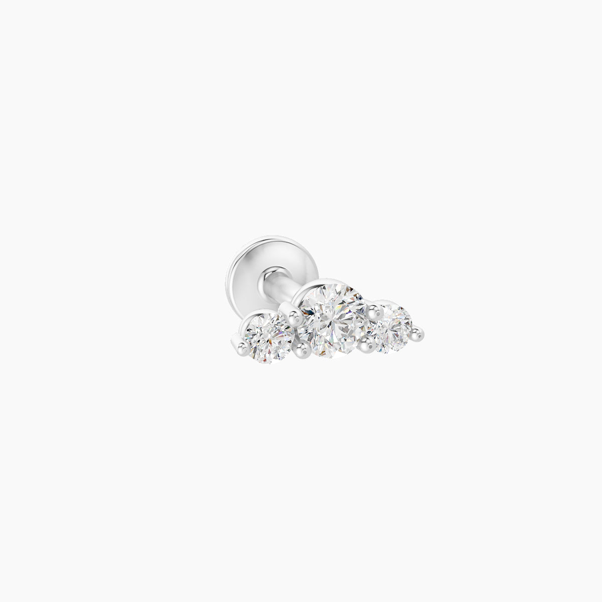Bastet | 18k White Gold 6.5 mm 5 mm Trilogy Diamond Piercing