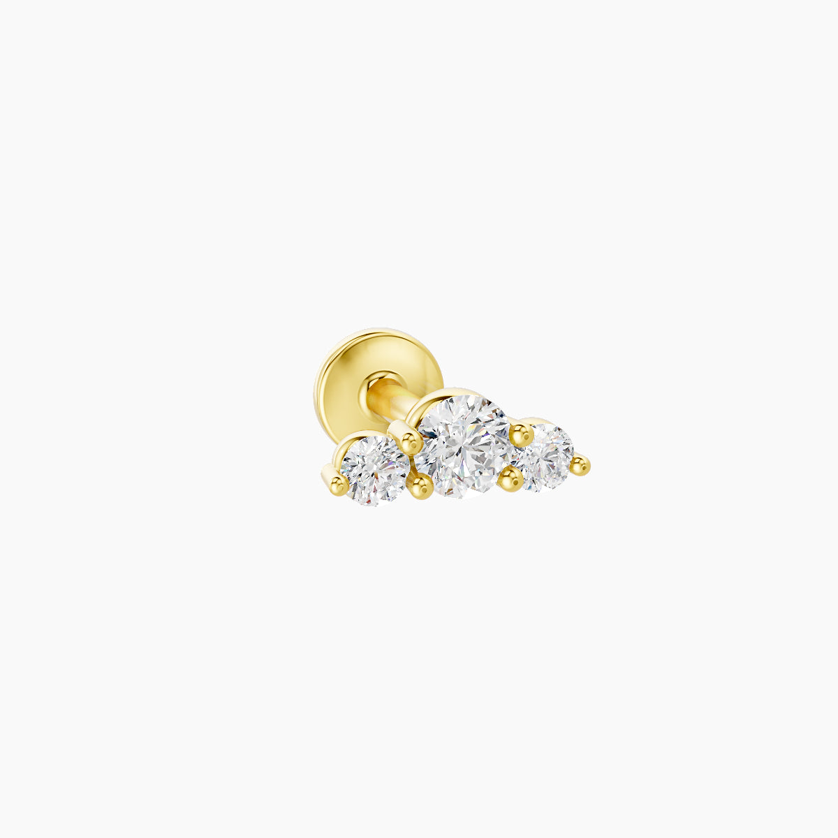 Bastet | 18k Yellow Gold 6.5 mm 5 mm Trilogy Diamond Piercing