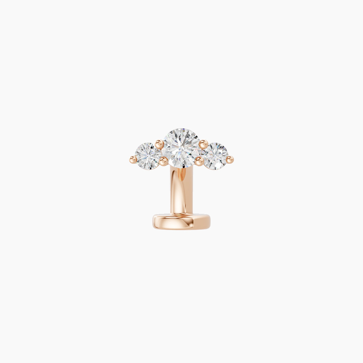 Bastet | 18k Rose Gold 6.5 mm 6 mm Trilogy Diamond Floating Navel Piercing