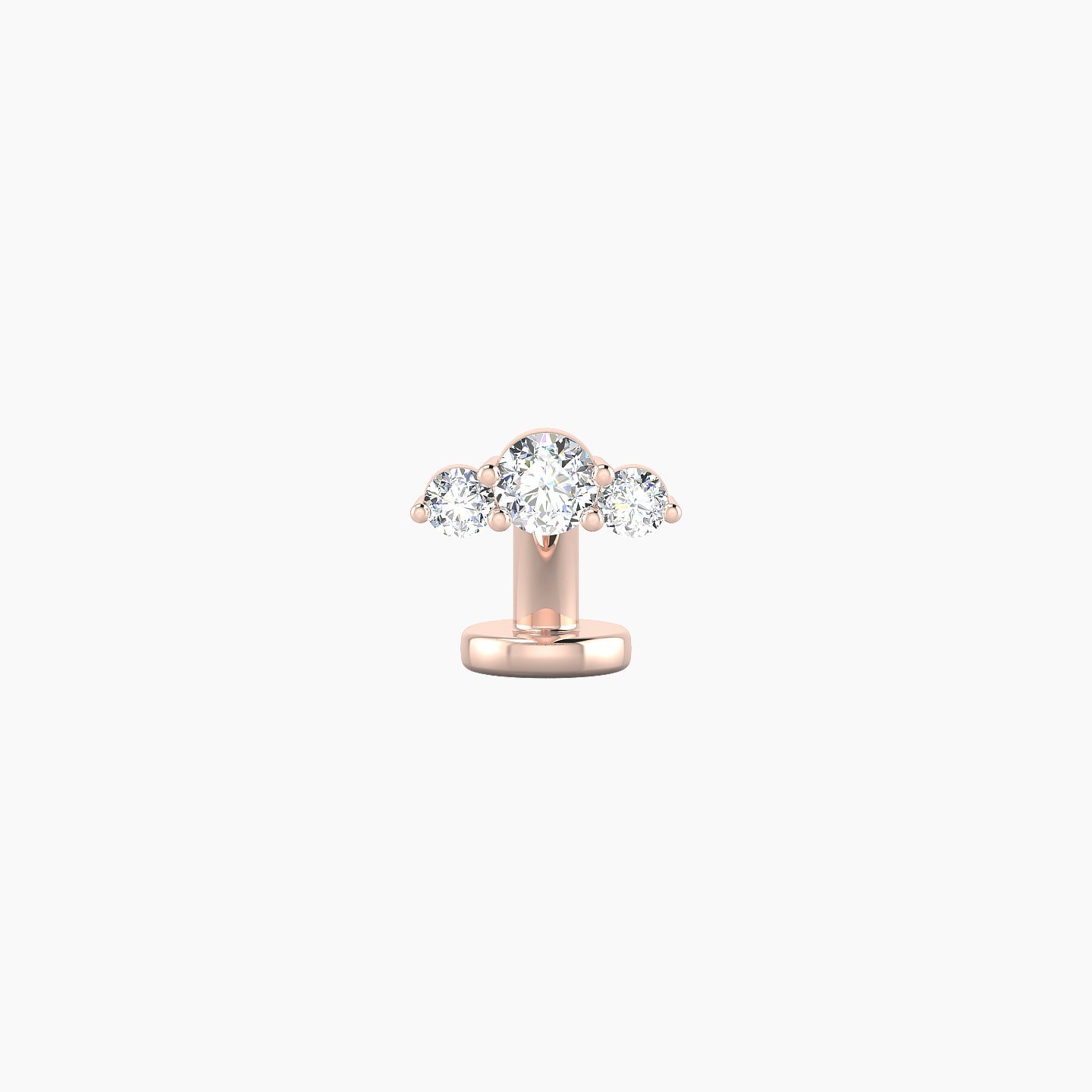 Bastet | 18k Rose Gold 6.5 mm 6 mm Trilogy Diamond Floating Navel Piercing