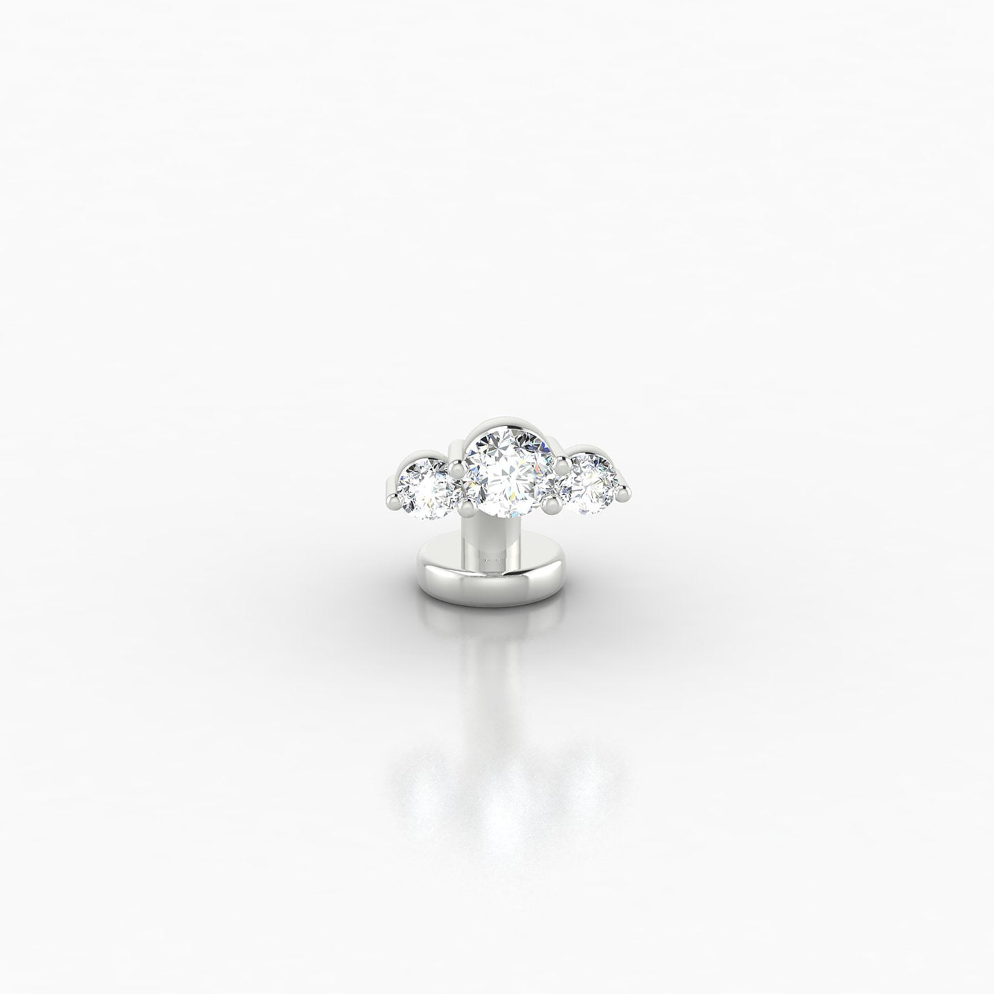 Bastet | 18k White Gold 6 mm 7 mm Trilogy Diamond Floating Navel Piercing
