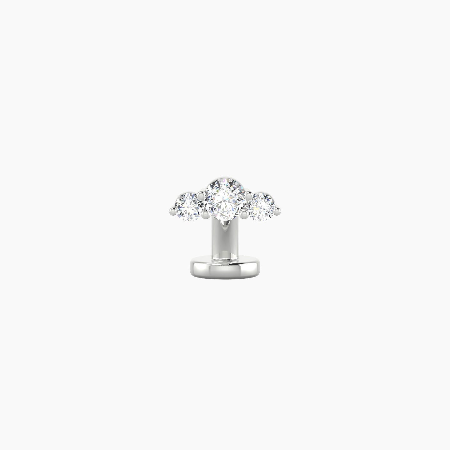 Bastet | 18k White Gold 6.5 mm 6 mm Trilogy Diamond Floating Navel Piercing