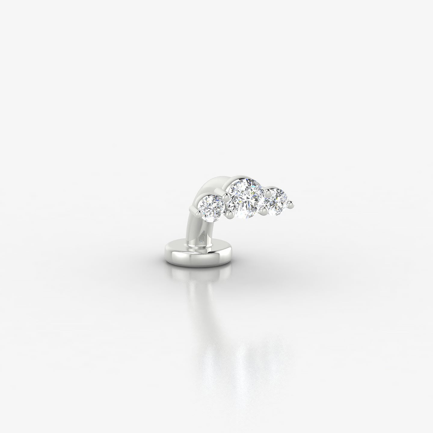 Bastet | 18k White Gold 6.5 mm 6 mm Trilogy Diamond Floating Navel Piercing