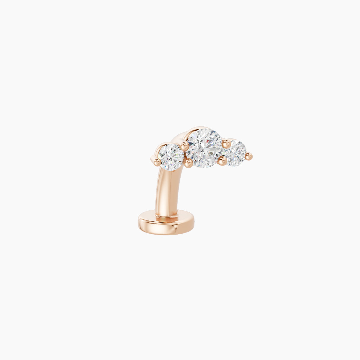 Bastet | 18k Rose Gold 6.5 mm 8 mm Trilogy Diamond Floating Navel Piercing