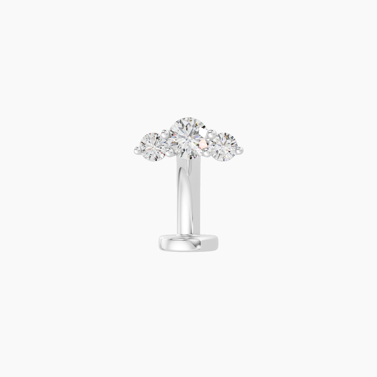 Bastet | 18k White Gold 6.5 mm 8 mm Trilogy Diamond Floating Navel Piercing