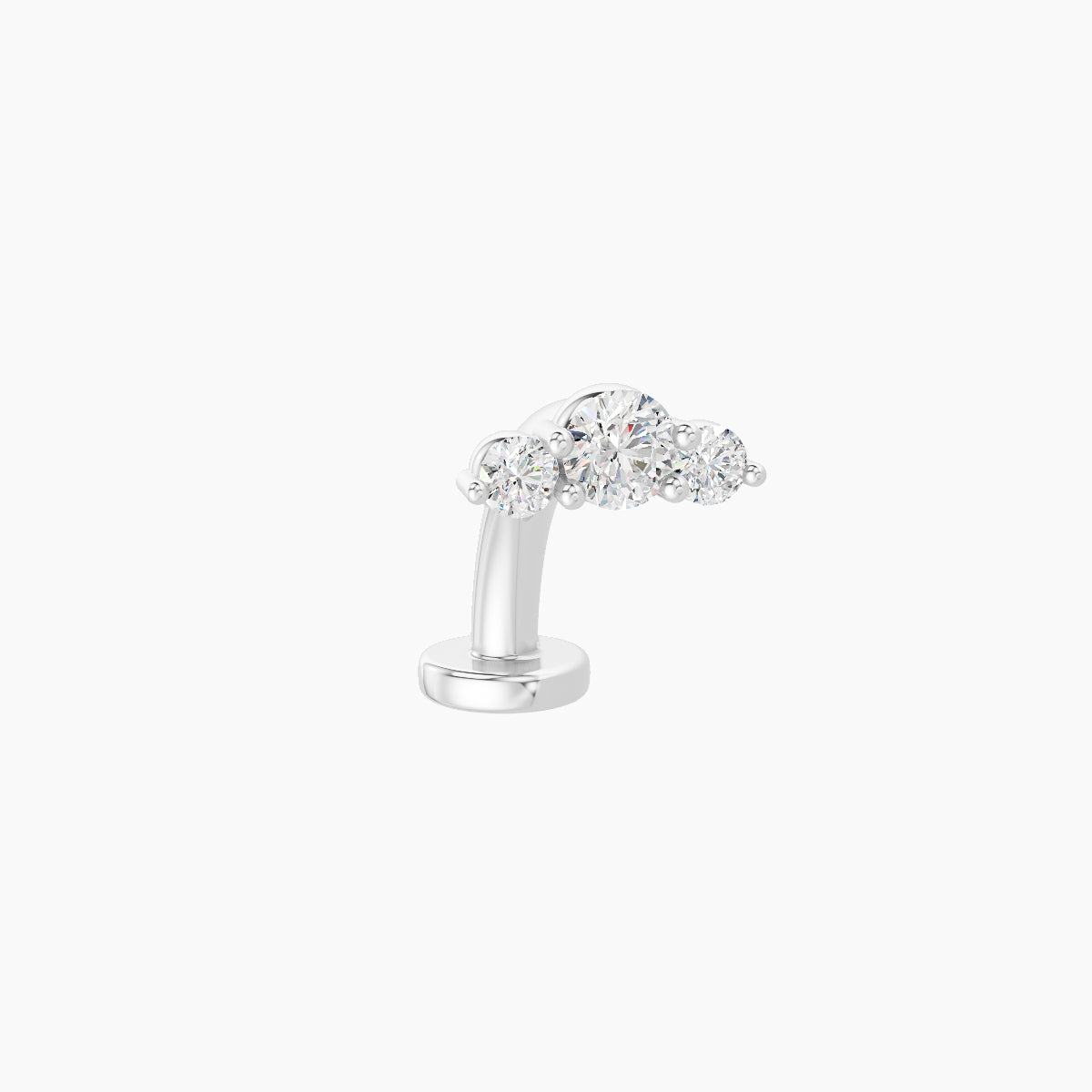 Bastet | 18k White Gold 6.5 mm 8 mm Trilogy Diamond Floating Navel Piercing