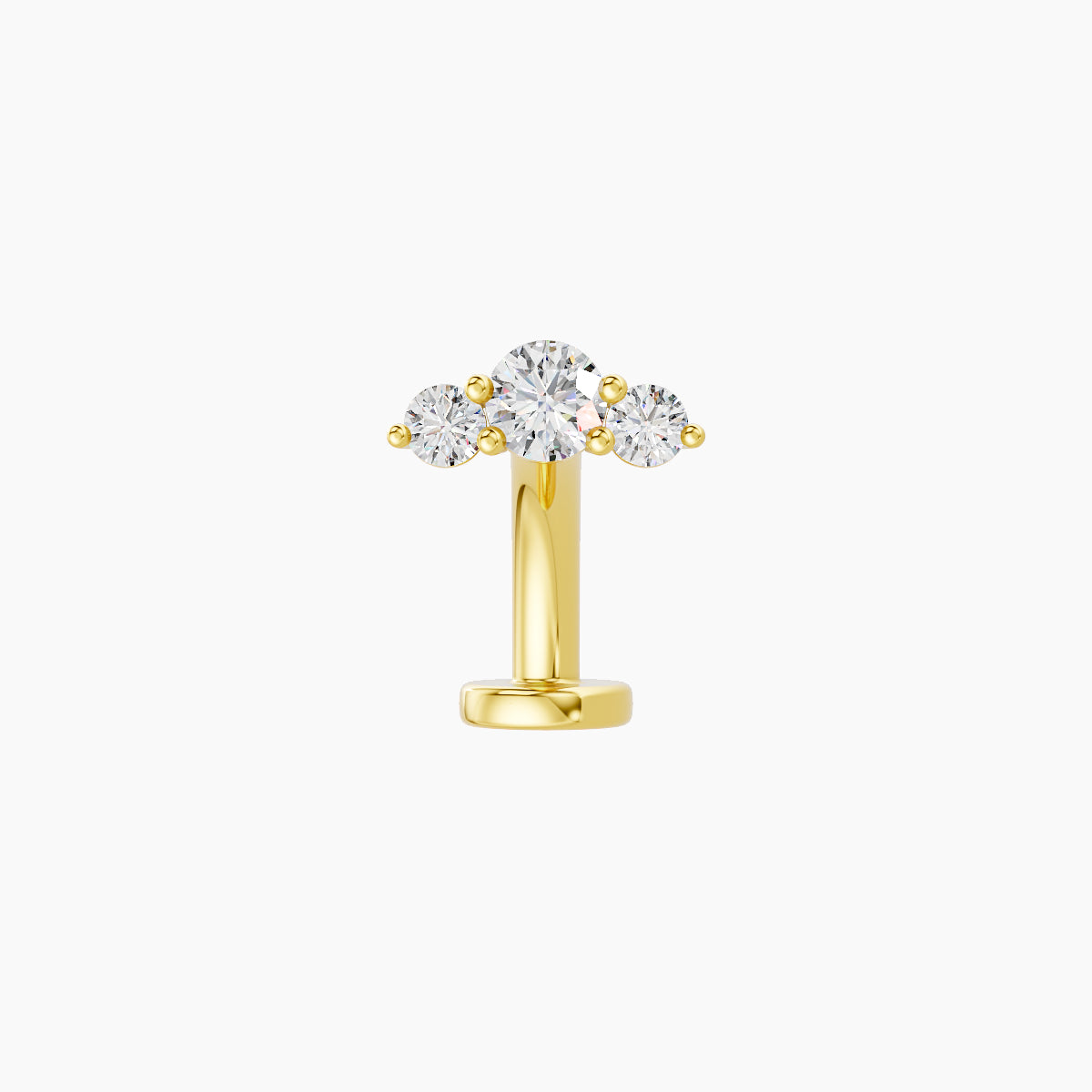 Bastet | 18k Yellow Gold 6.5 mm 8 mm Trilogy Diamond Floating Navel Piercing