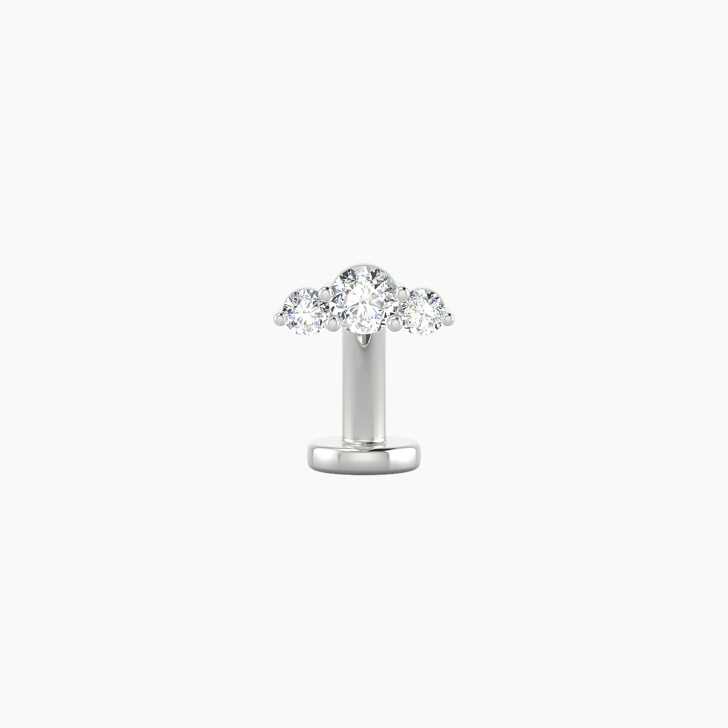 Bastet | 18k White Gold 6.5 mm 8 mm Trilogy Diamond Floating Navel Piercing