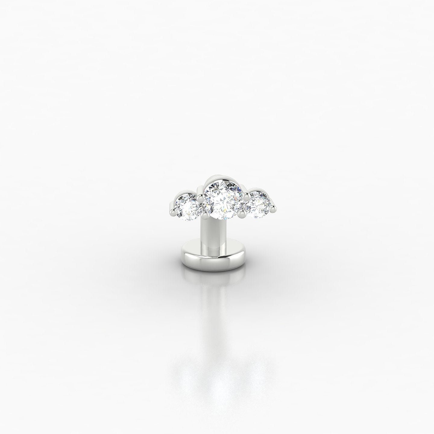 Bastet | 18k White Gold 8 mm 7 mm Trilogy Diamond Floating Navel Piercing