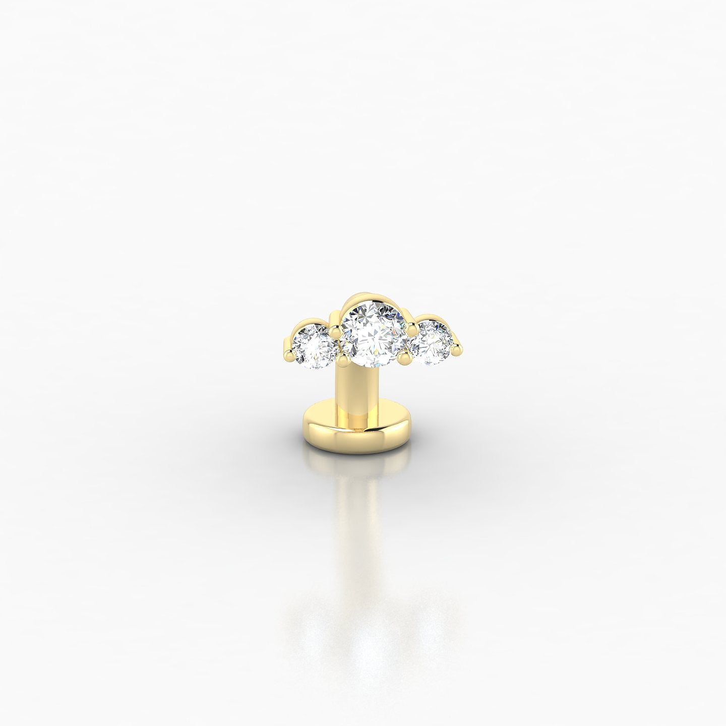 Bastet | 18k Yellow Gold 8 mm 7 mm Trilogy Diamond Floating Navel Piercing