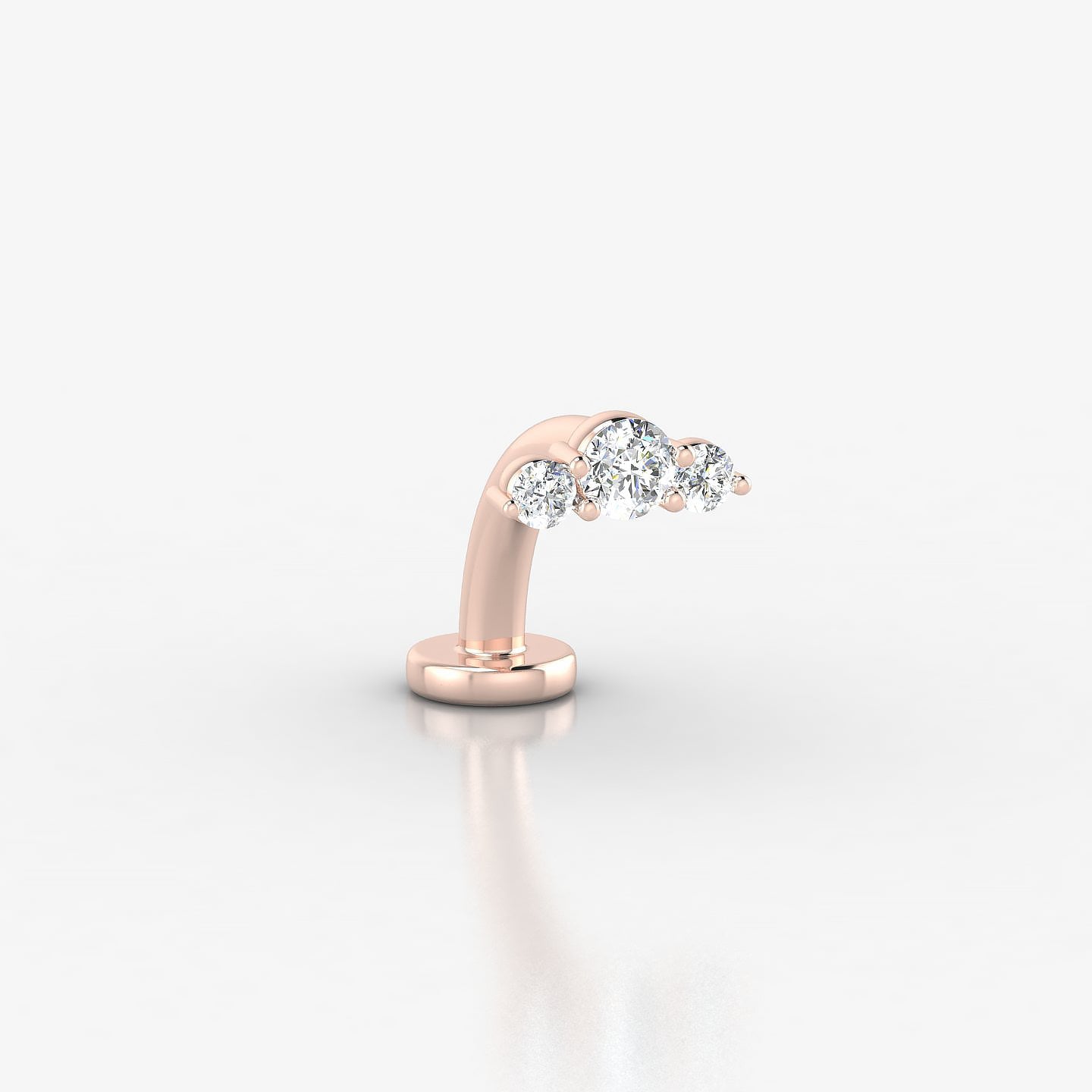 Bastet | 18k Rose Gold 6.5 mm 8 mm Trilogy Diamond Floating Navel Piercing