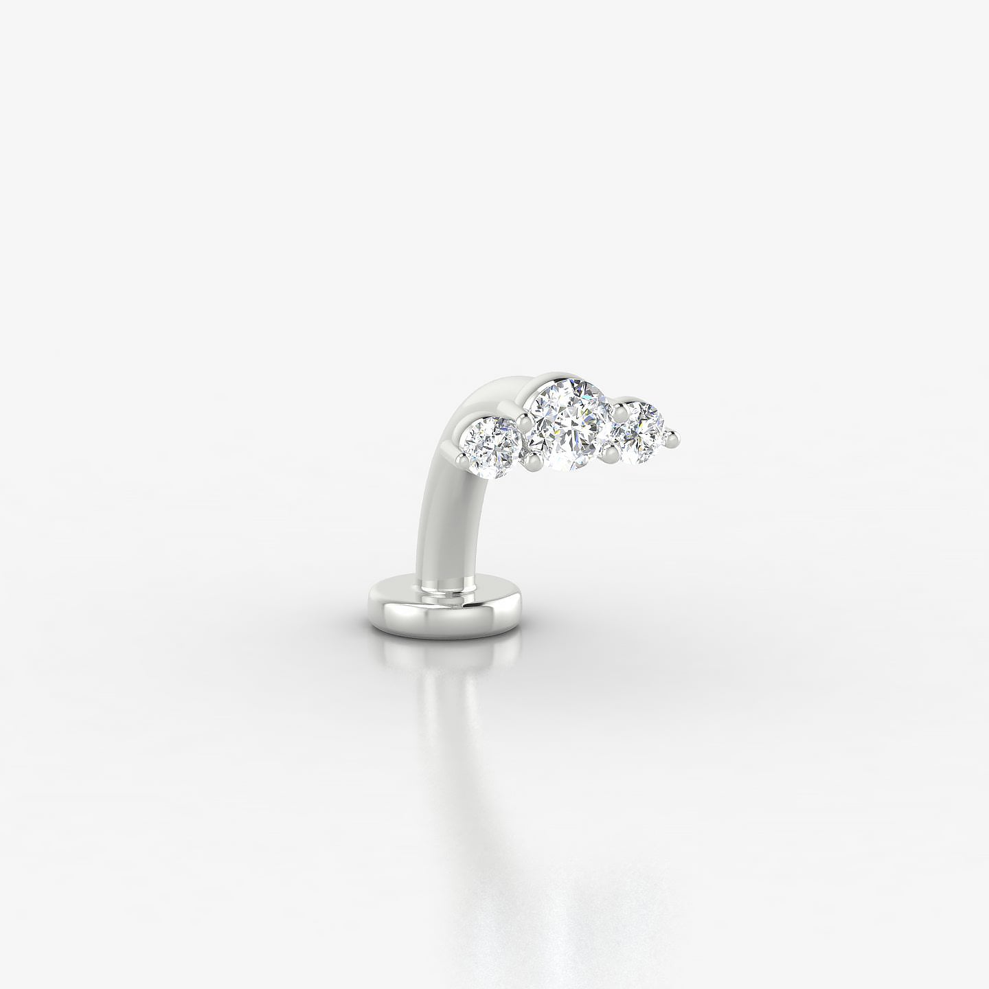 Bastet | 18k White Gold 6.5 mm 8 mm Trilogy Diamond Floating Navel Piercing