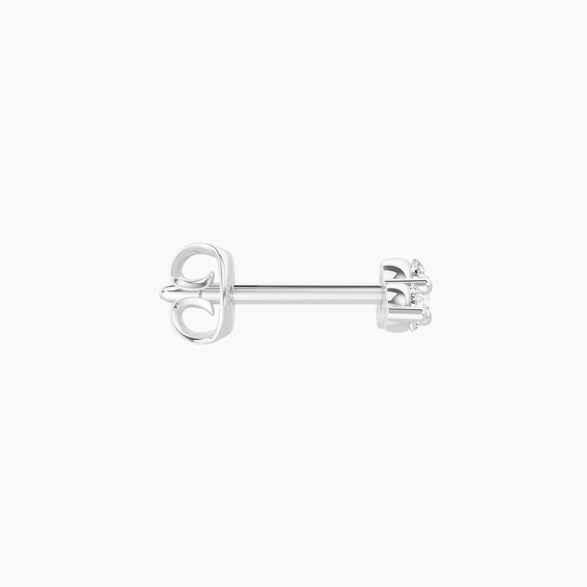 Bastet | 18k White Gold 6.5 mm Trilogy Diamond Earring