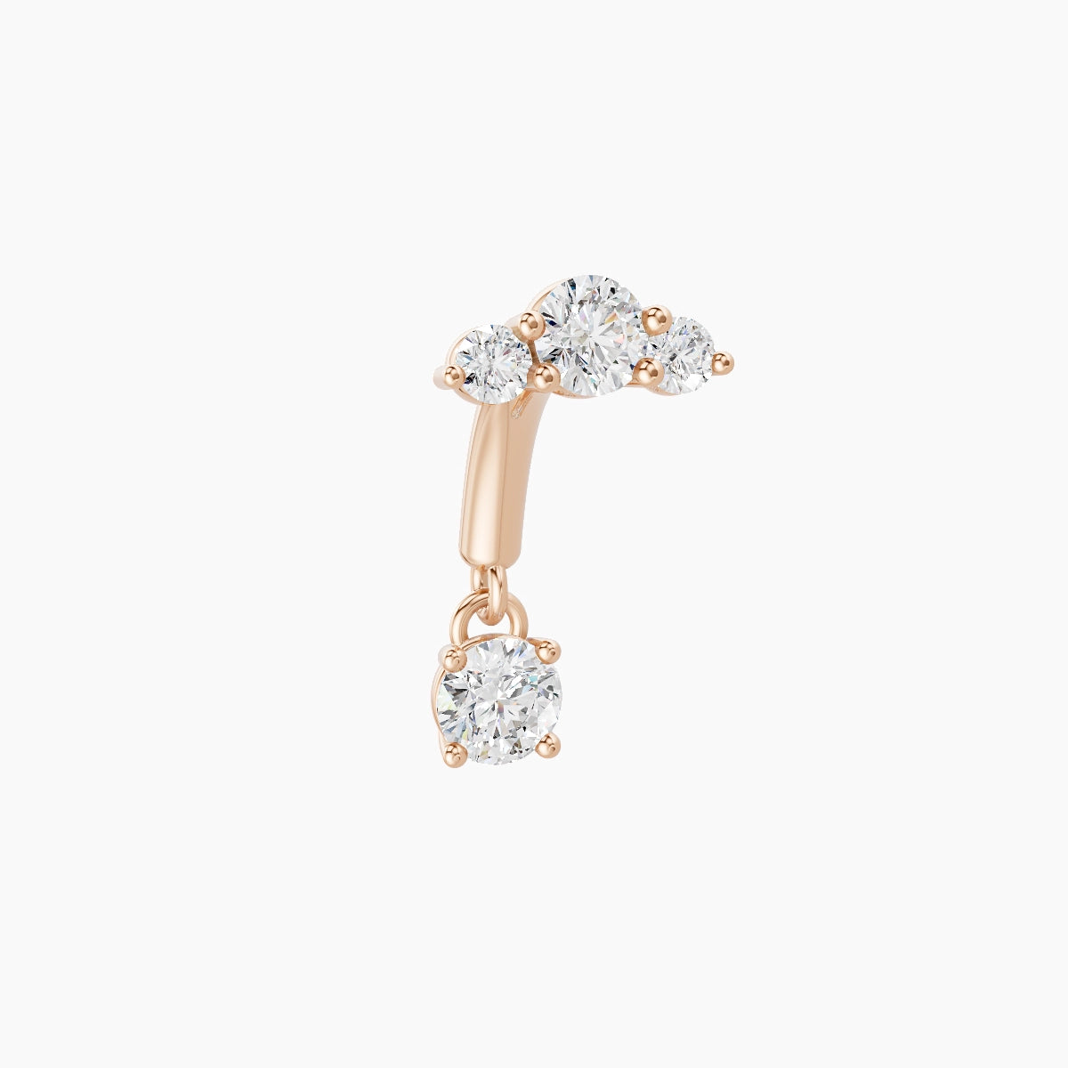 Bastet | 18k Rose Gold 6 mm Trilogy Diamond Rook Piercing