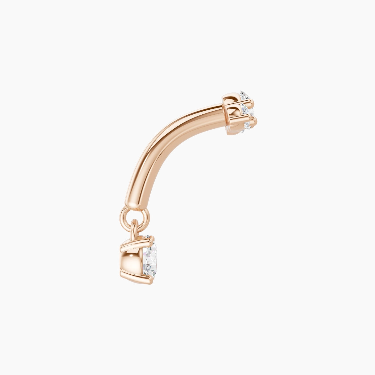 Bastet | 18k Rose Gold 6 mm Trilogy Diamond Rook Piercing