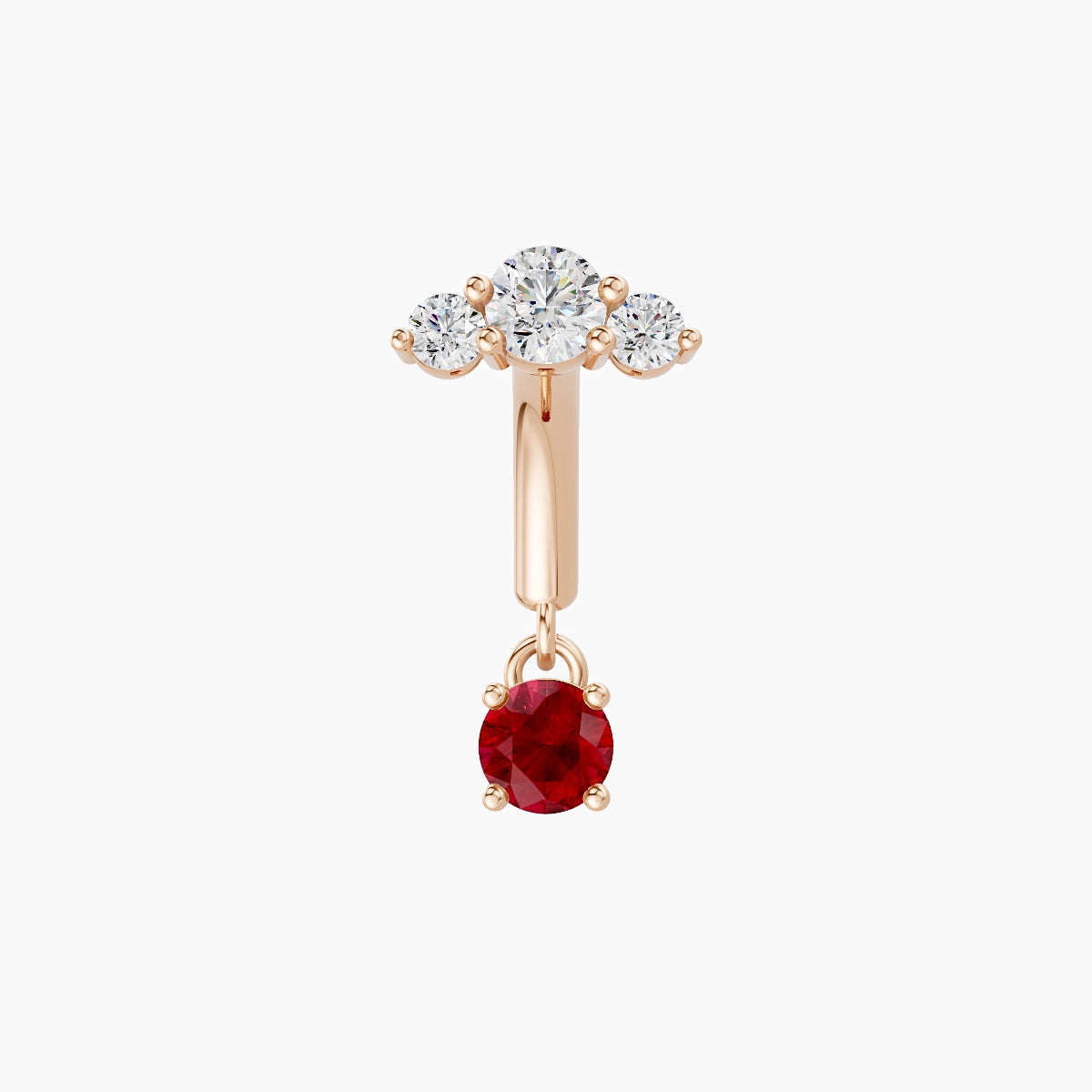 Bastet | 18k Rose Gold 6 mm Trilogy Ruby & Diamond Rook Piercing