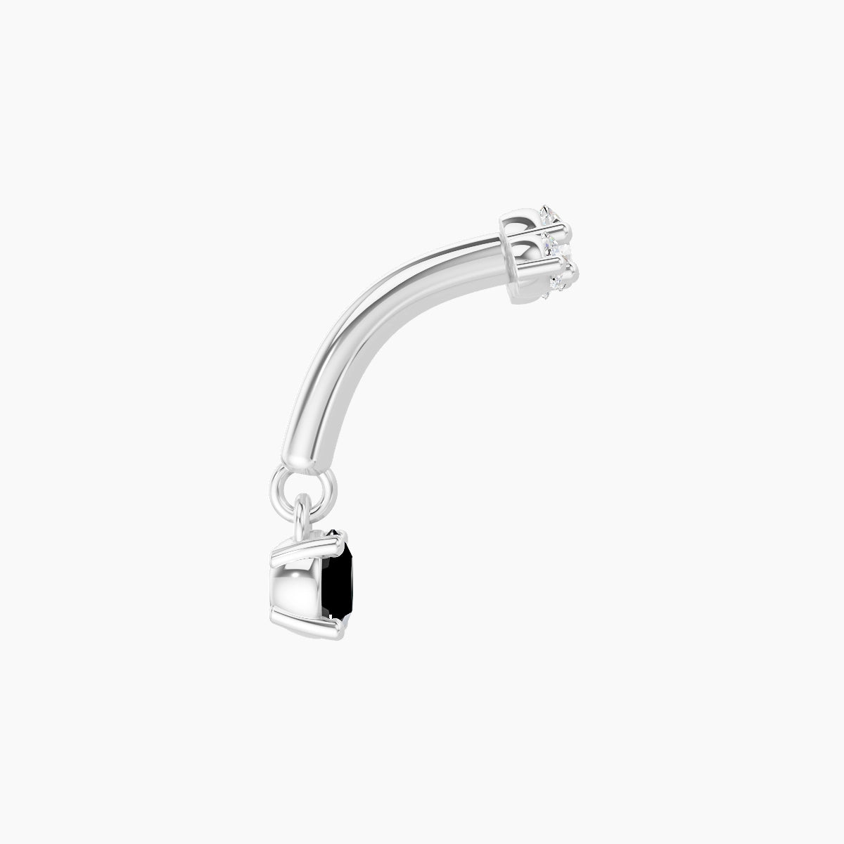 Bastet | 18k White Gold 6 mm Trilogy Black Diamond & Diamond Rook Piercing
