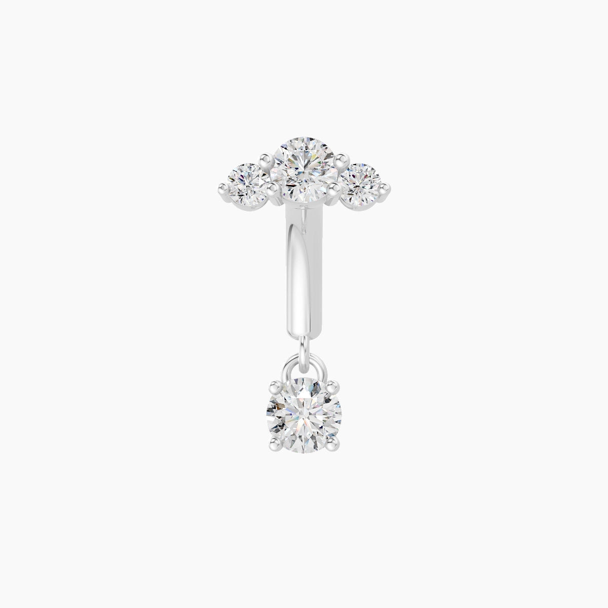 Bastet | 18k White Gold 6 mm Trilogy Diamond Rook Piercing
