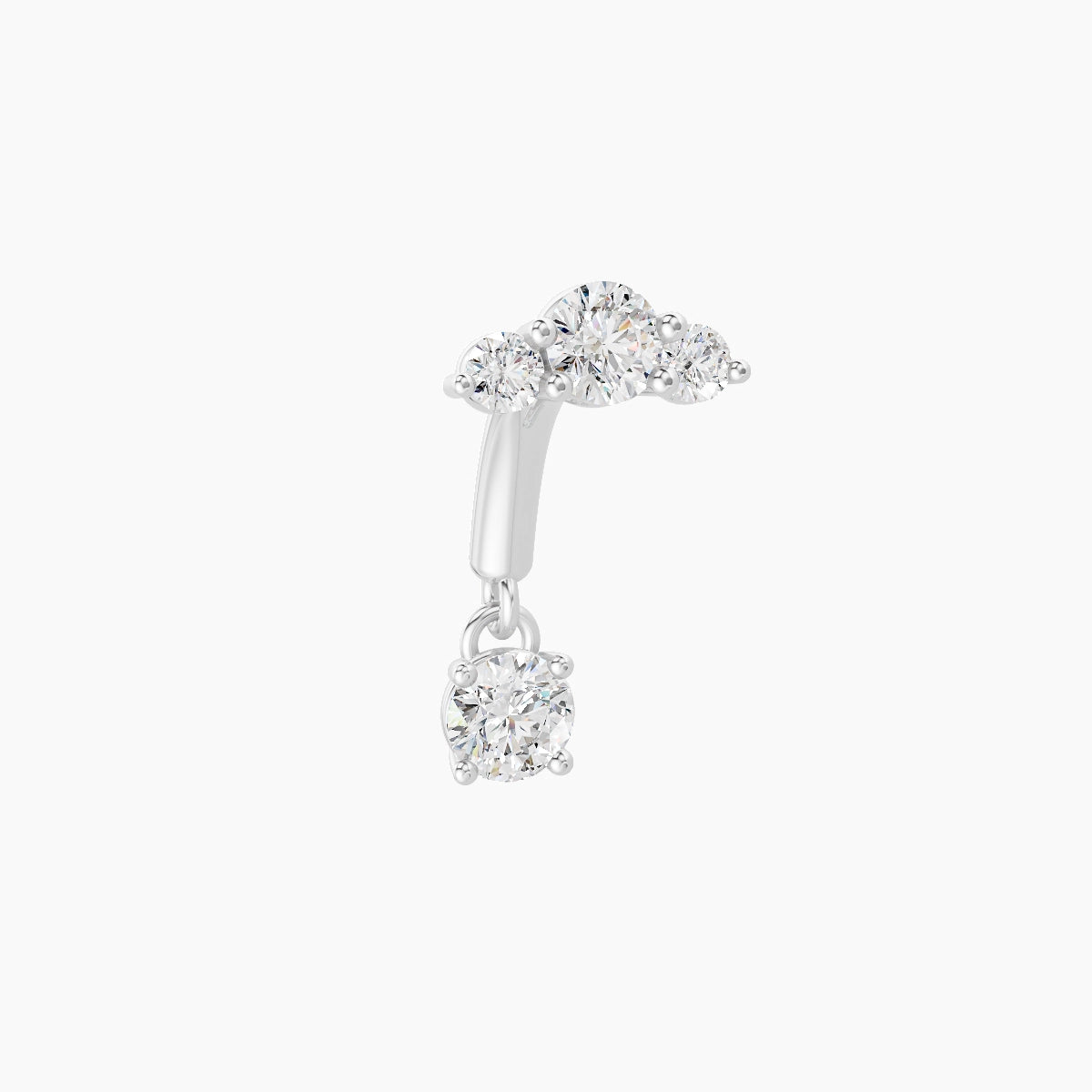Bastet | 18k White Gold 6 mm Trilogy Diamond Rook Piercing