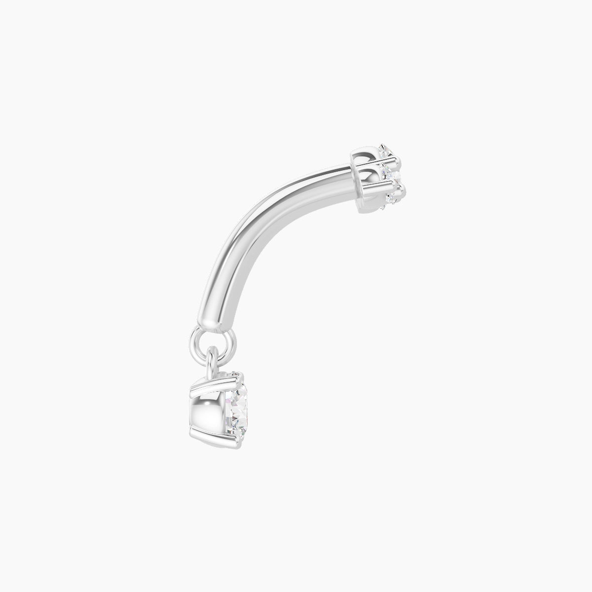 Bastet | 18k White Gold 6 mm Trilogy Diamond Rook Piercing