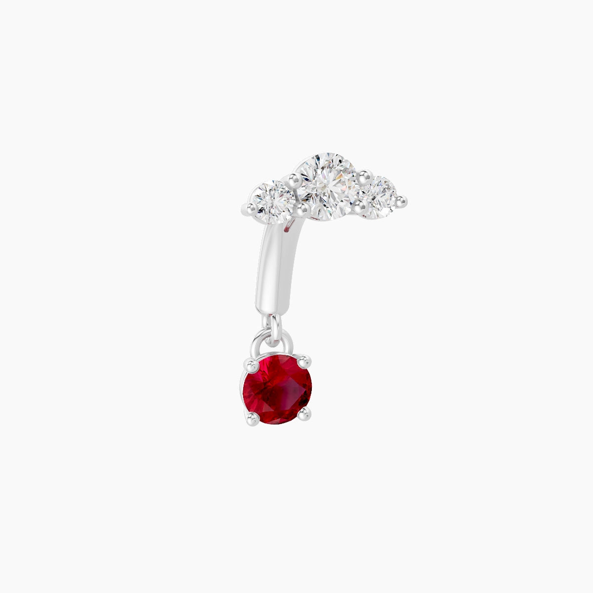 Bastet | 18k White Gold 6 mm Trilogy Ruby & Diamond Rook Piercing