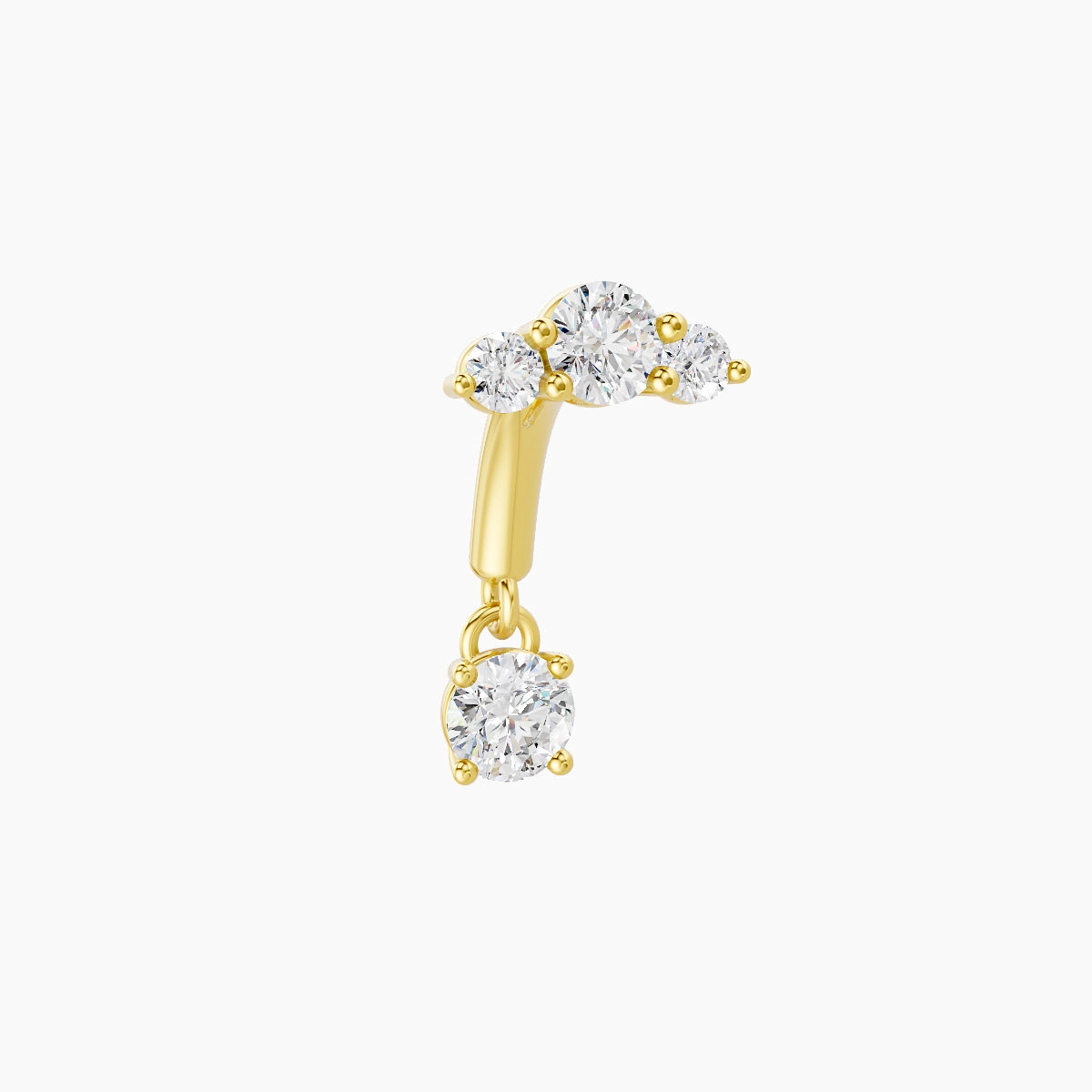 Bastet | 18k Yellow Gold 6 mm Trilogy Diamond Rook Piercing