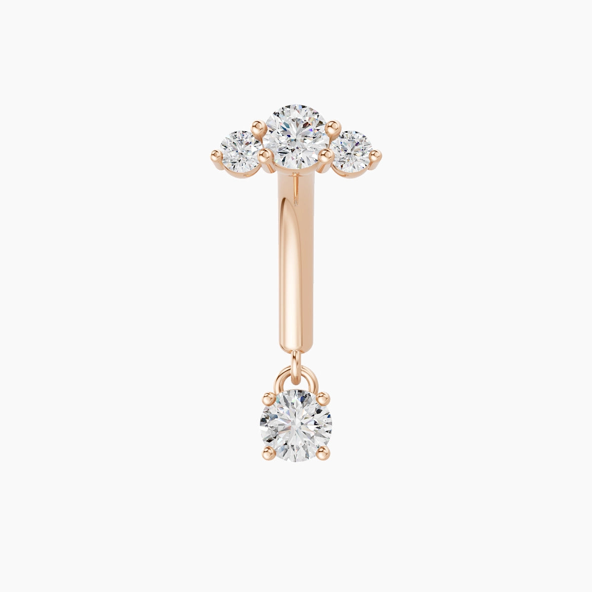 Bastet | 18k Rose Gold 8 mm Trilogy Diamond Rook Piercing