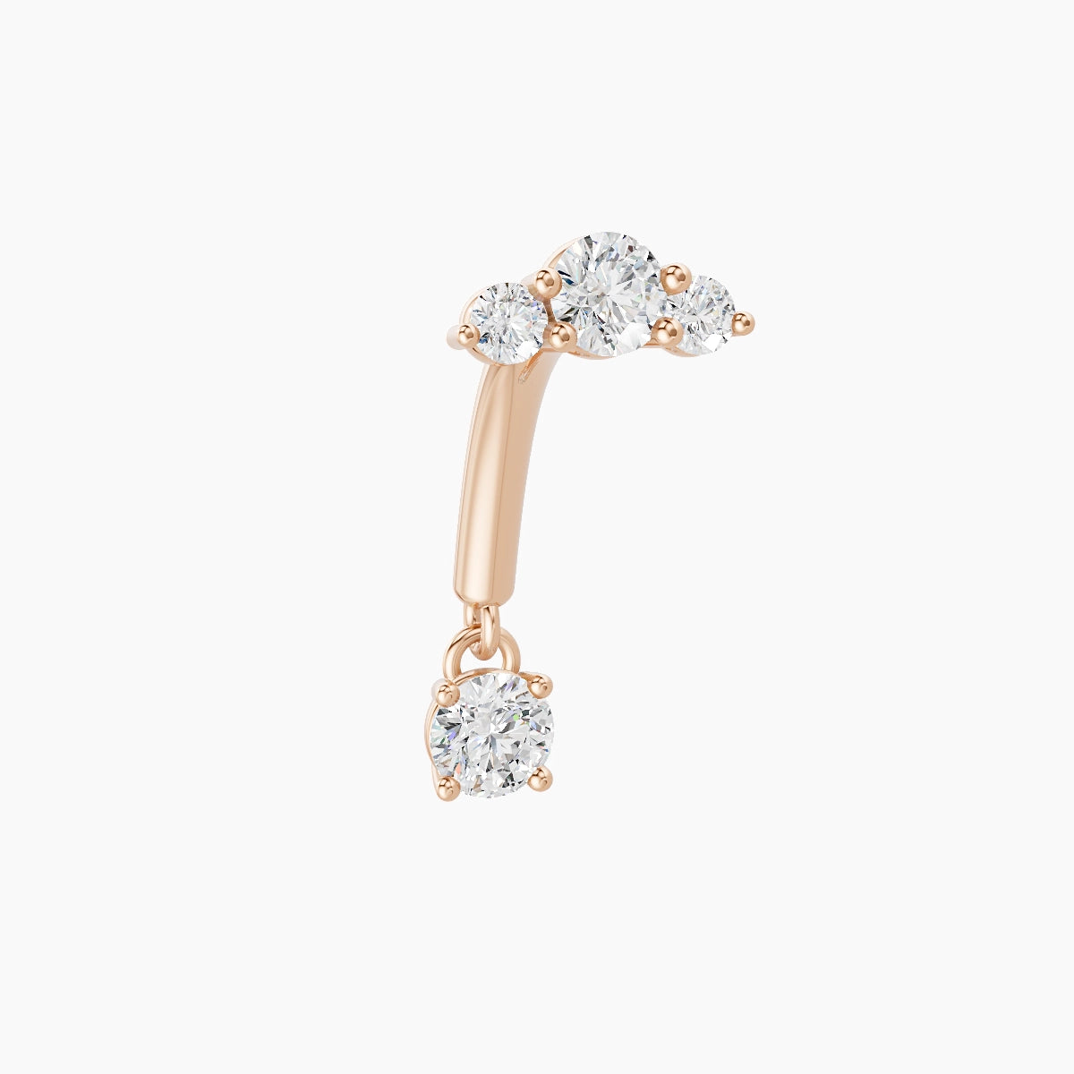 Bastet | 18k Rose Gold 8 mm Trilogy Diamond Rook Piercing