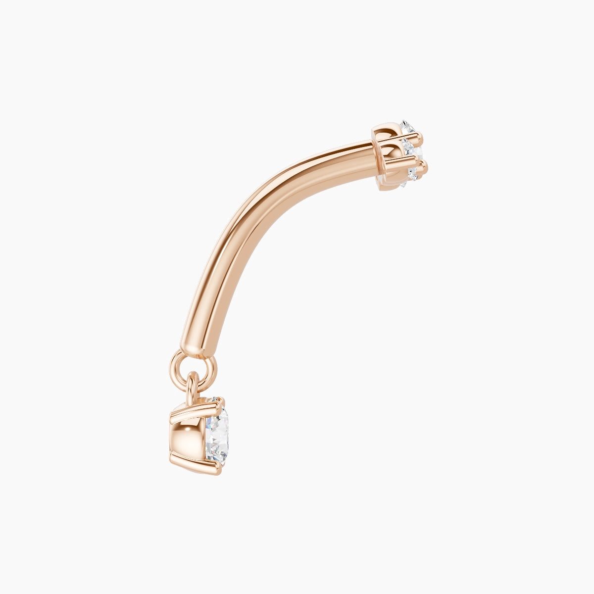 Bastet | 18k Rose Gold 8 mm Trilogy Diamond Rook Piercing