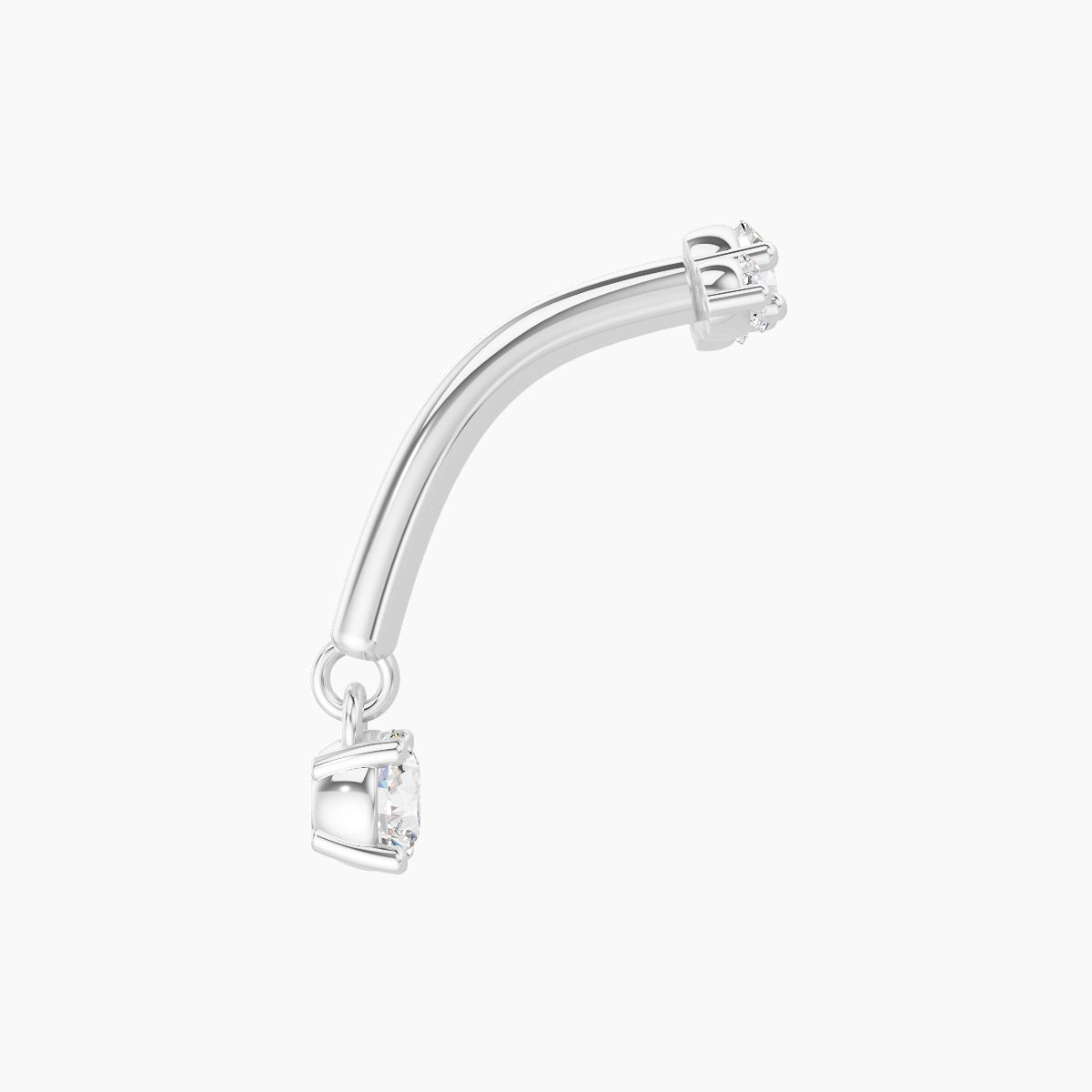 Bastet | 18k White Gold 8 mm Trilogy Diamond Rook Piercing