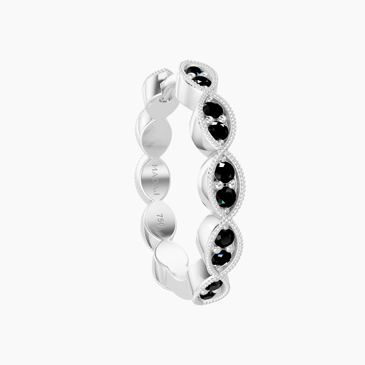 Bellona | 18k White Gold 11 mm Black Diamond Hoop Piercing