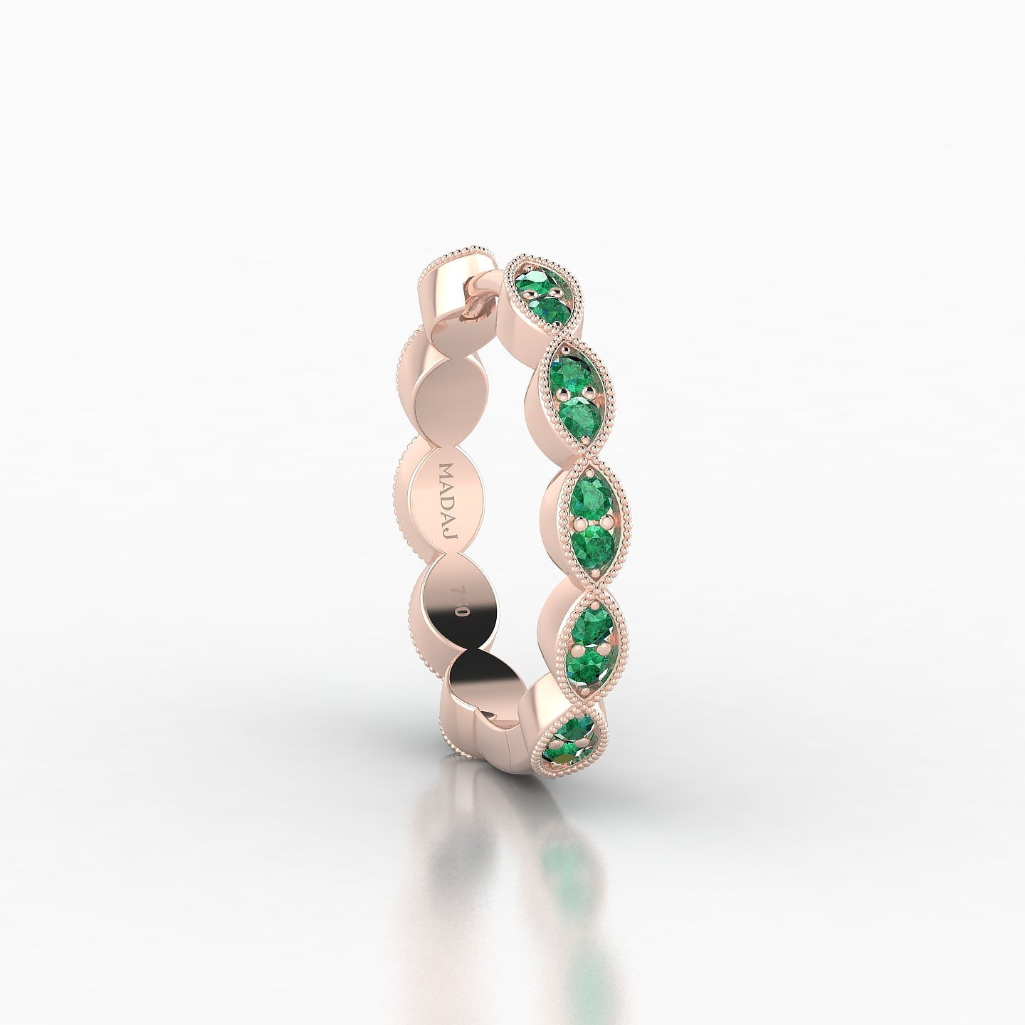 Bellona | 18k Rose Gold 11 mm Emerald Hoop Piercing