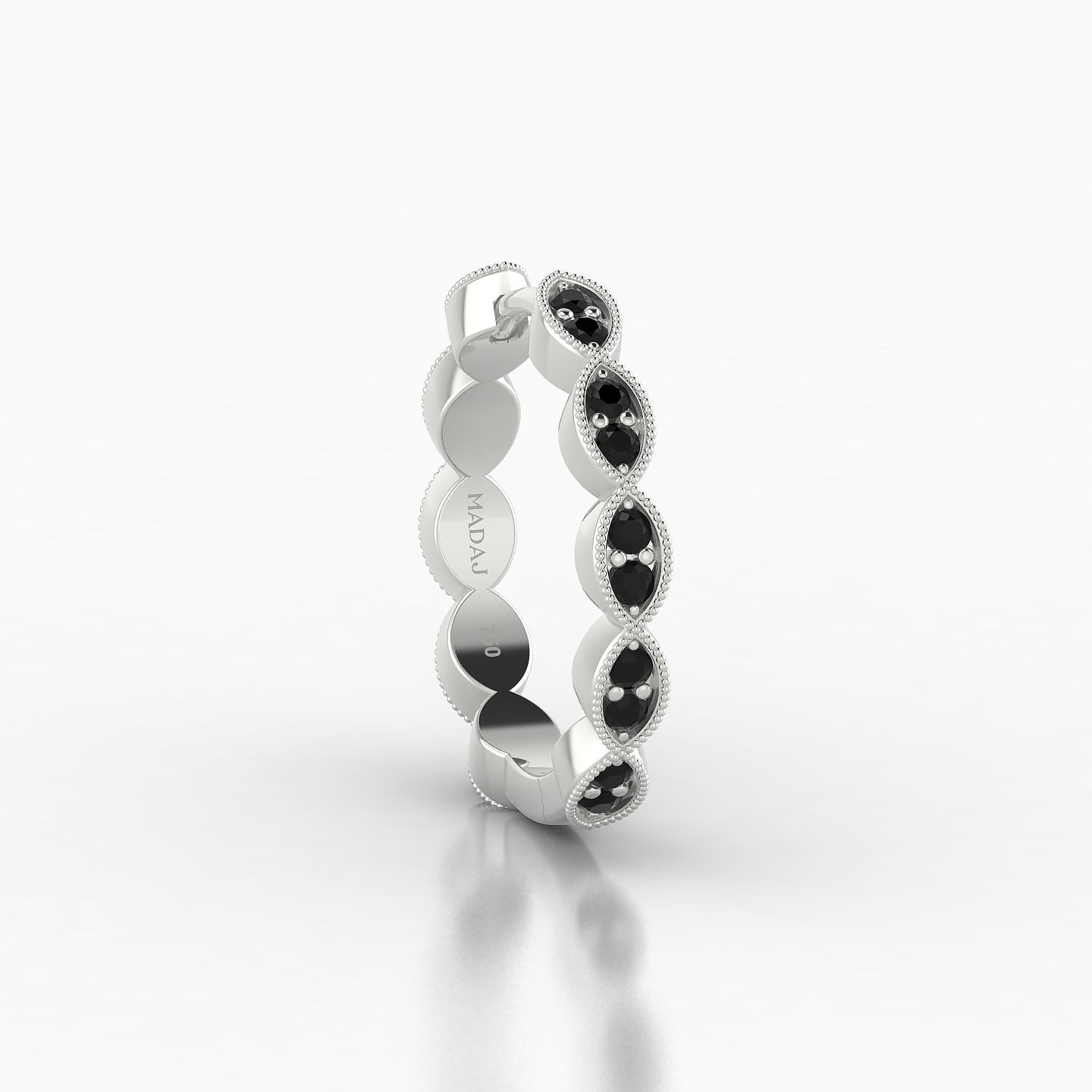 Bellona | 18k White Gold 11 mm Black Diamond Hoop Piercing