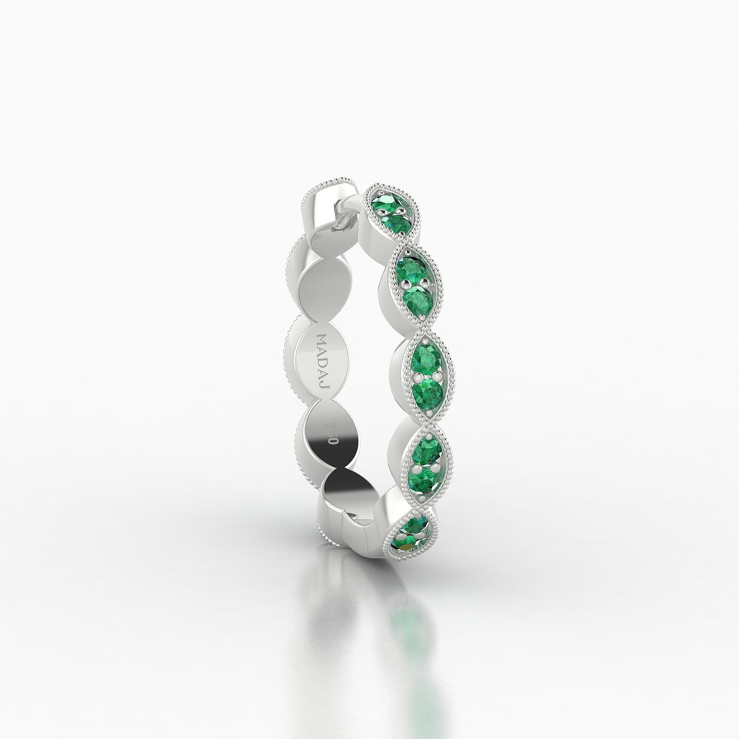 Bellona | 18k White Gold 11 mm Emerald Hoop Piercing