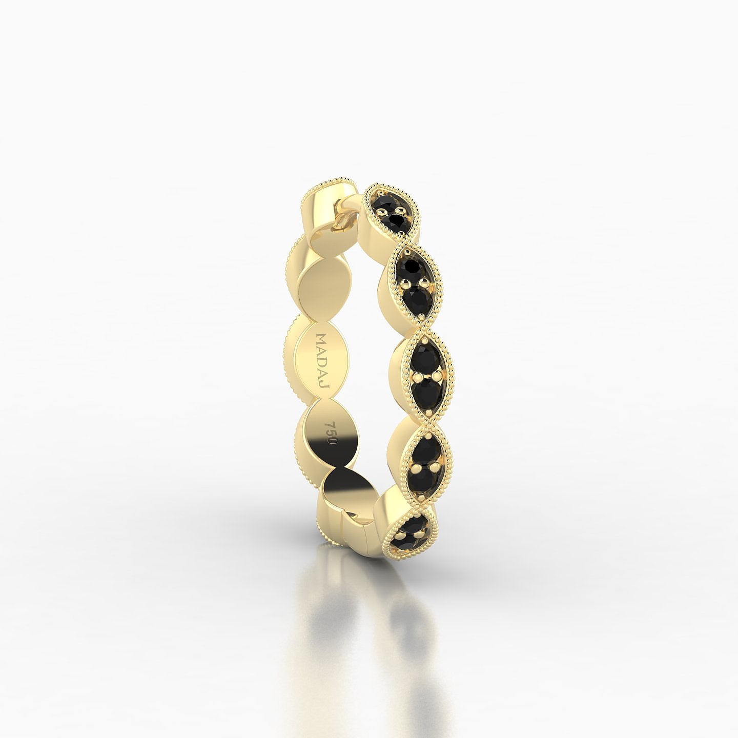 Bellona | 18k Yellow Gold 11 mm Black Diamond Hoop Piercing