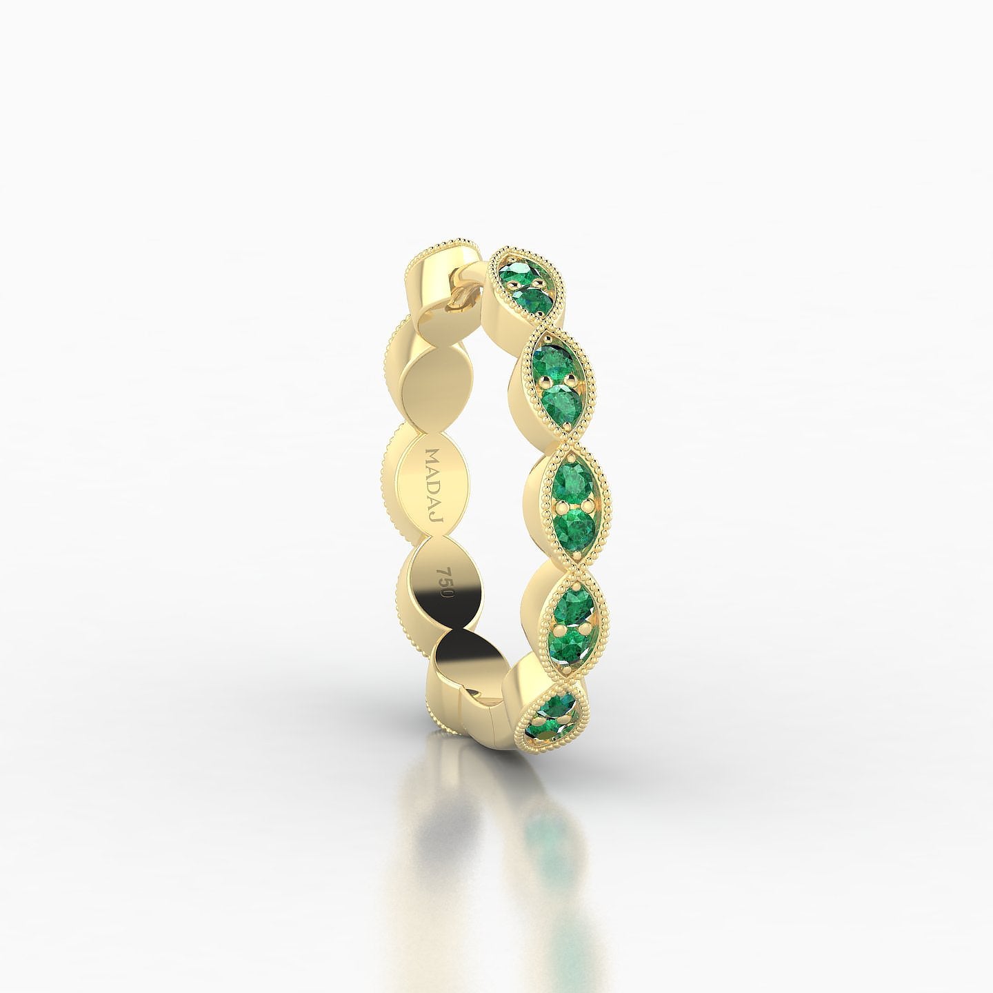 Bellona | 18k Yellow Gold 11 mm Emerald Hoop Piercing