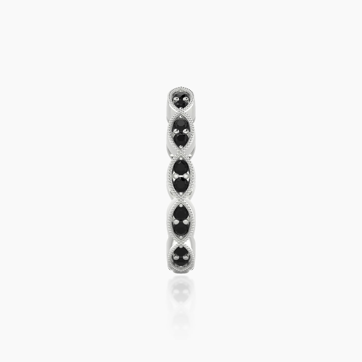 Bellona | 18k White Gold 11 mm Black Diamond Hoop Piercing