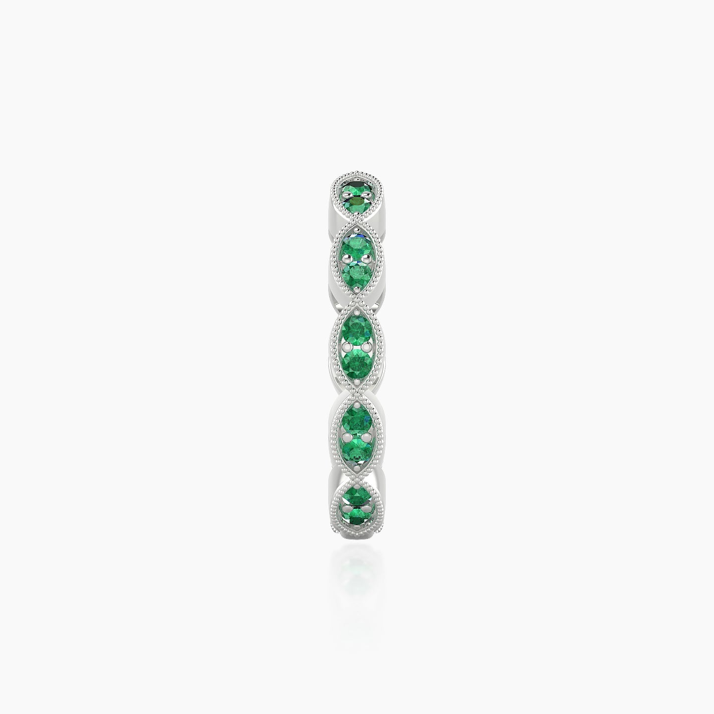 Bellona | 18k White Gold 11 mm Emerald Hoop Piercing