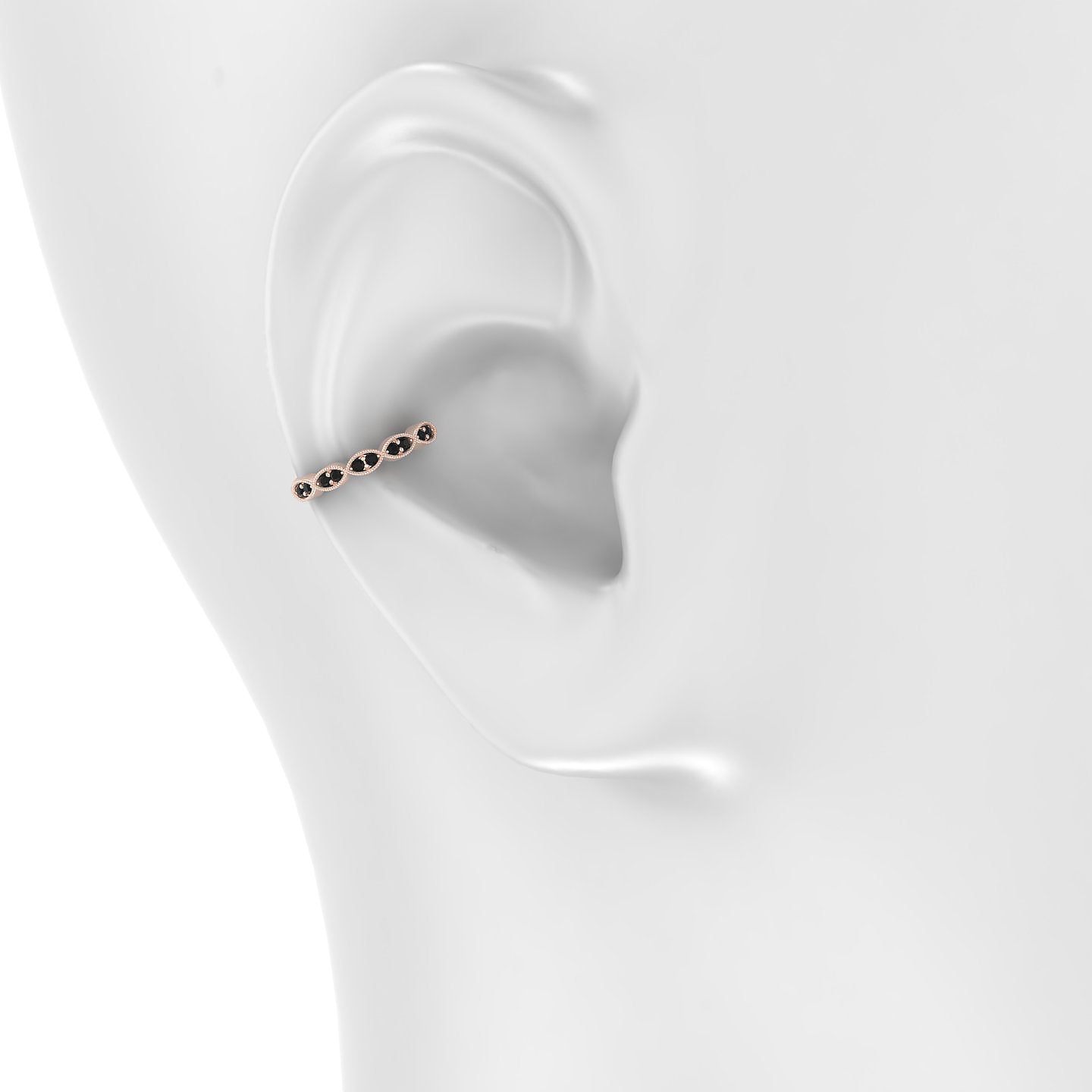 Bellona | 18k Rose Gold 11 mm Black Diamond Hoop Piercing