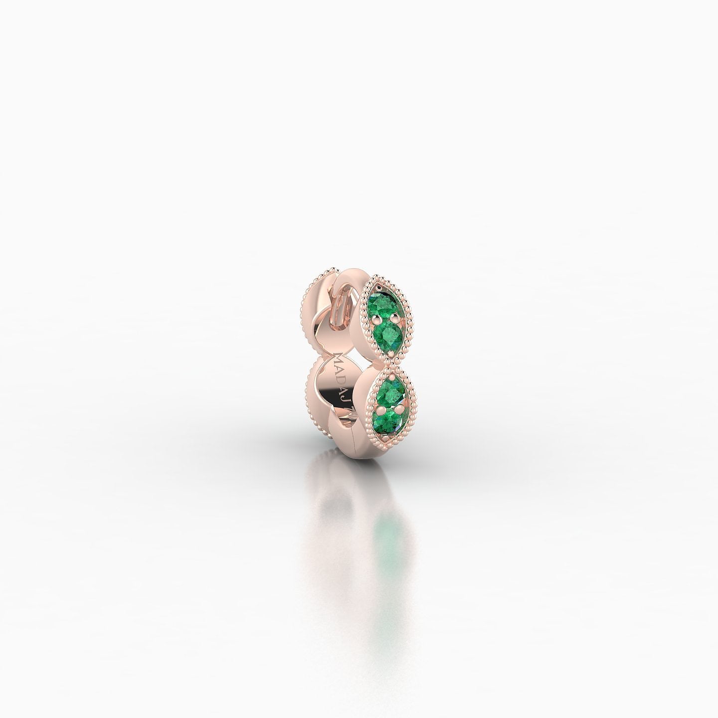 Bellona | 18k Rose Gold 5 mm Emerald Hoop Piercing