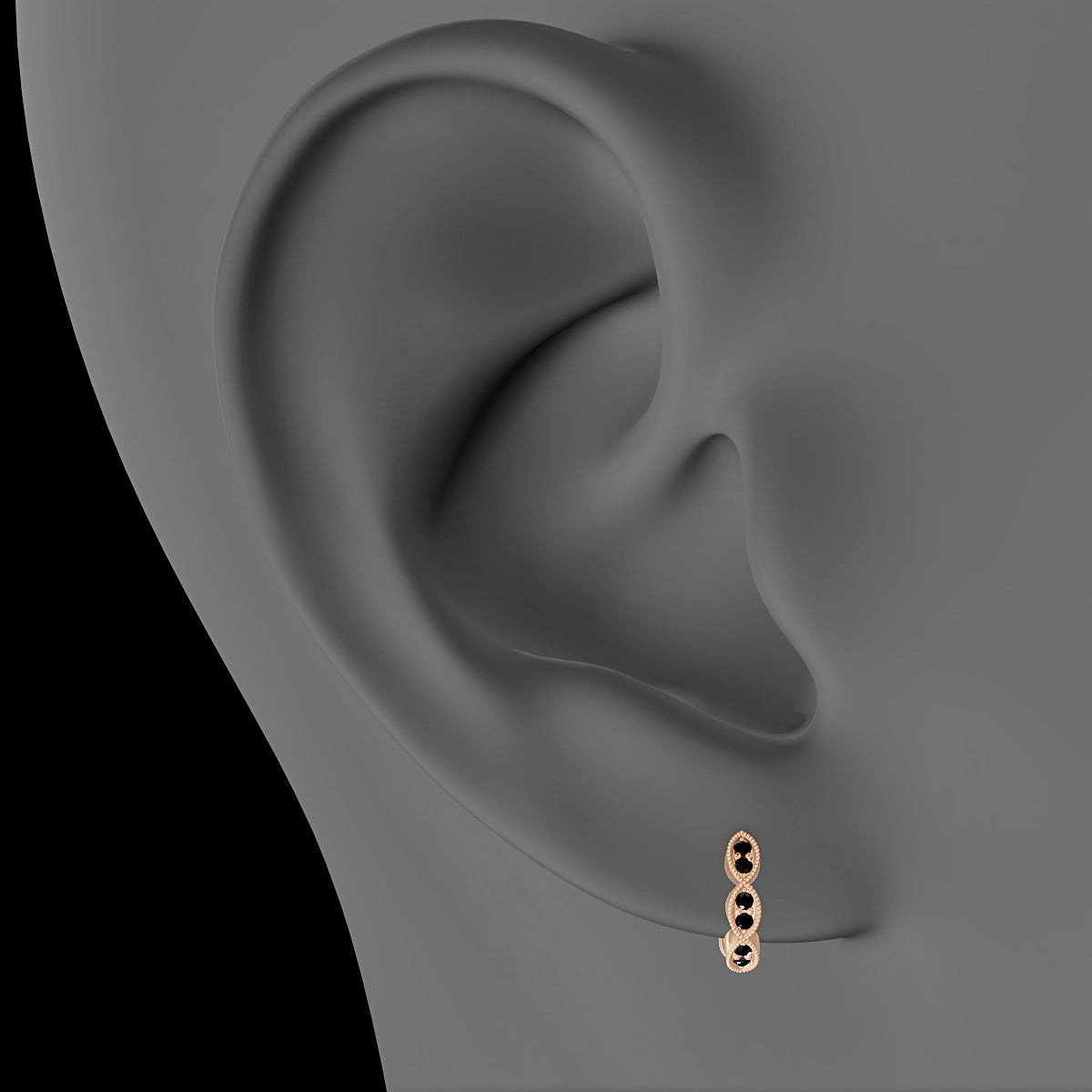 Bellona | 18k Rose Gold 6.5 mm Black Diamond Hoop Piercing