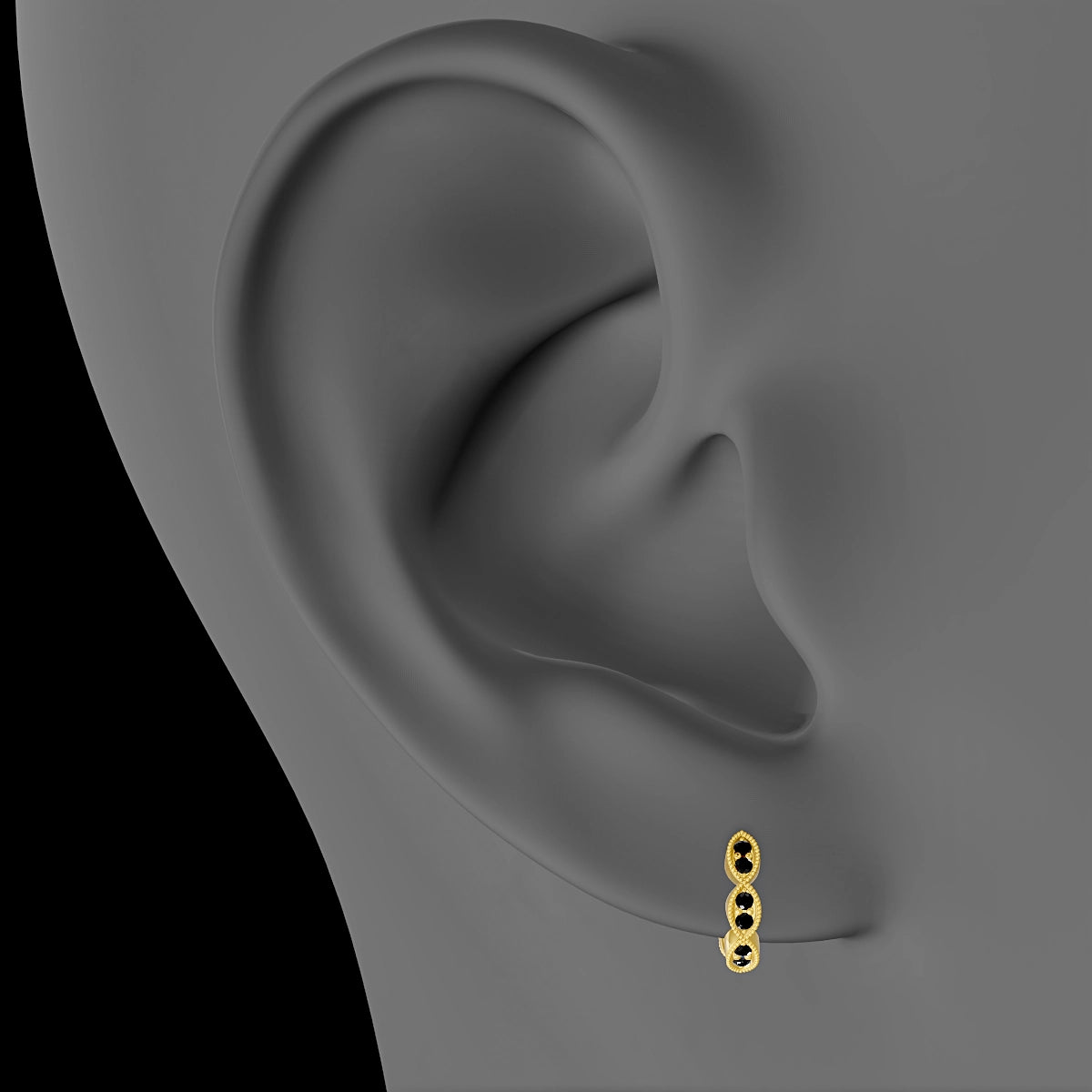 Bellona | 18k Yellow Gold 6.5 mm Black Diamond Hoop Piercing