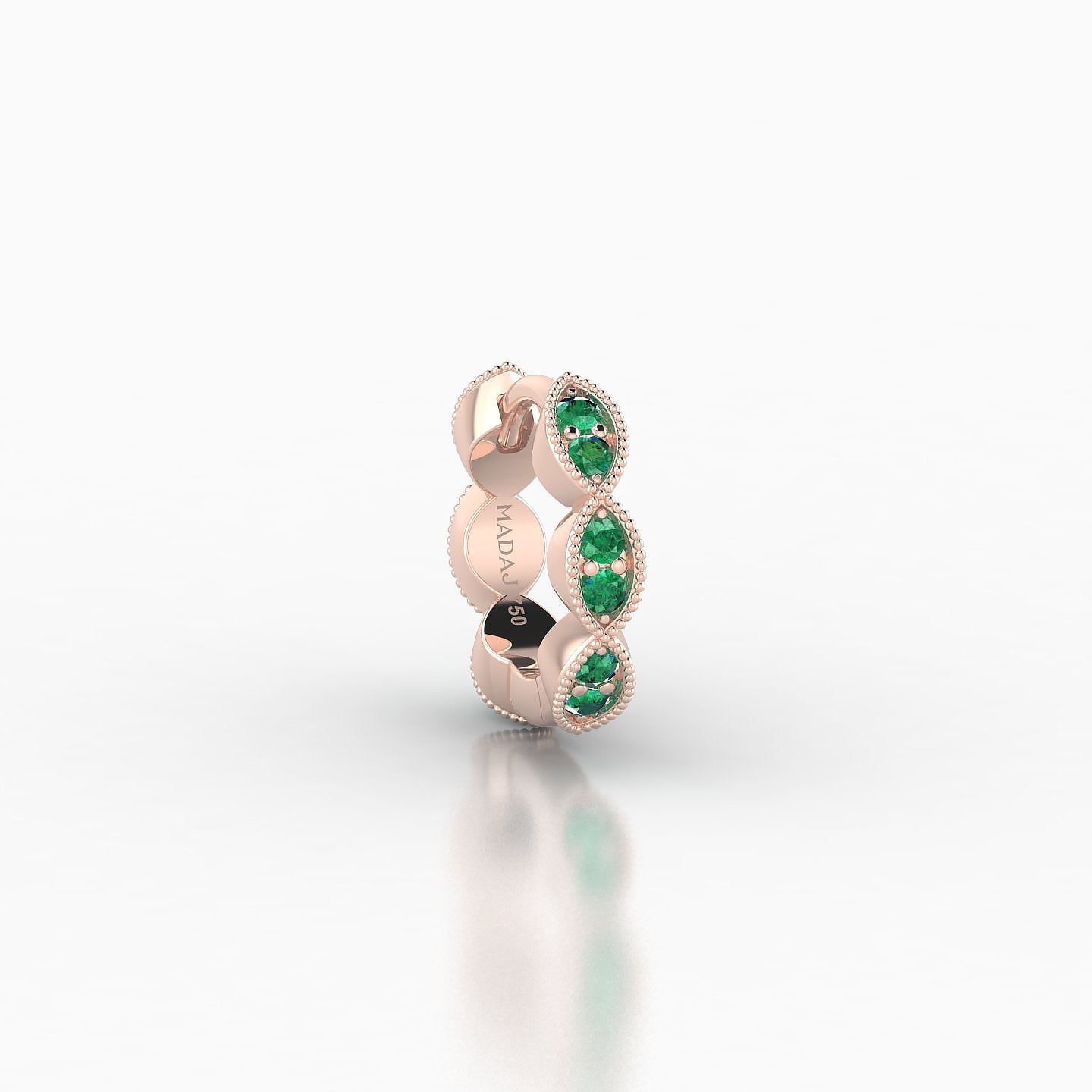 Bellona | 18k Rose Gold 6.5 mm Emerald Hoop Piercing