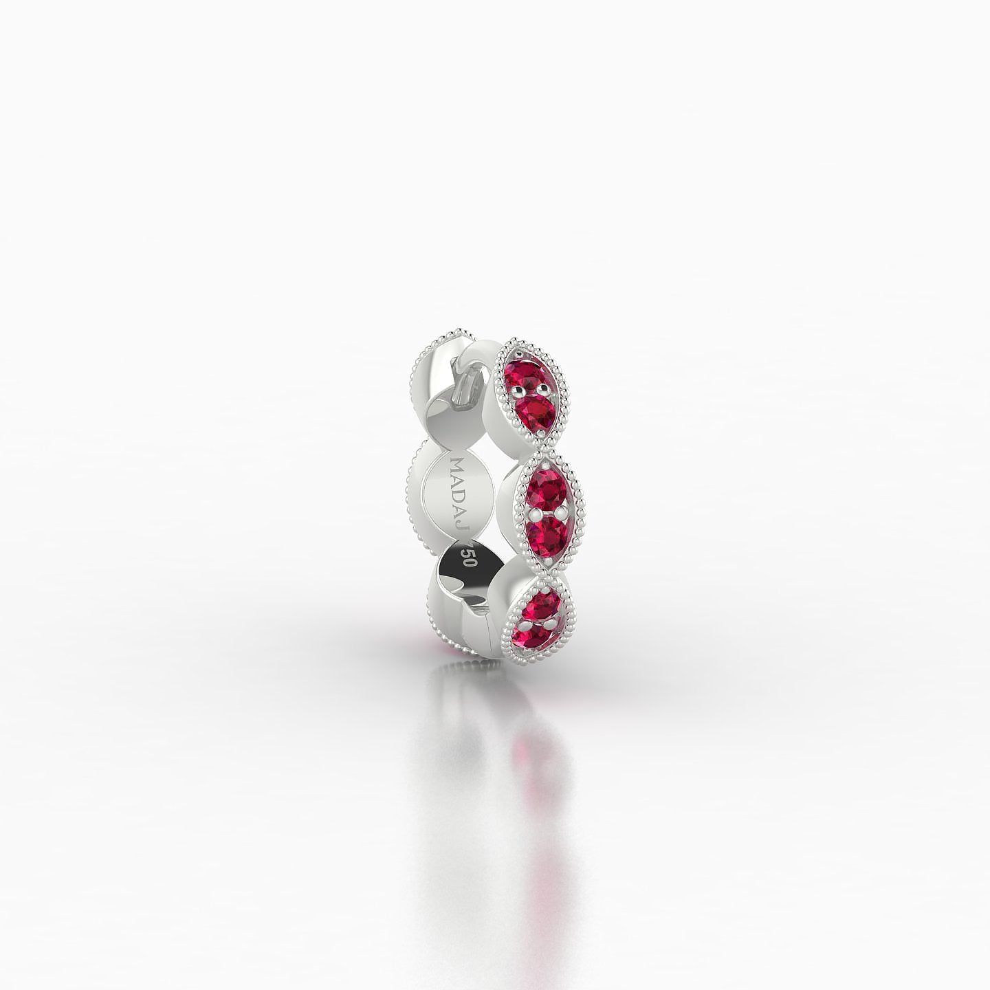 Bellona | 18k White Gold 6.5 mm Ruby Hoop Piercing