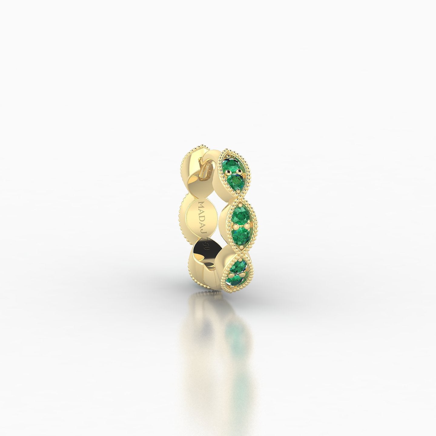 Bellona | 18k Yellow Gold 6.5 mm Emerald Hoop Piercing