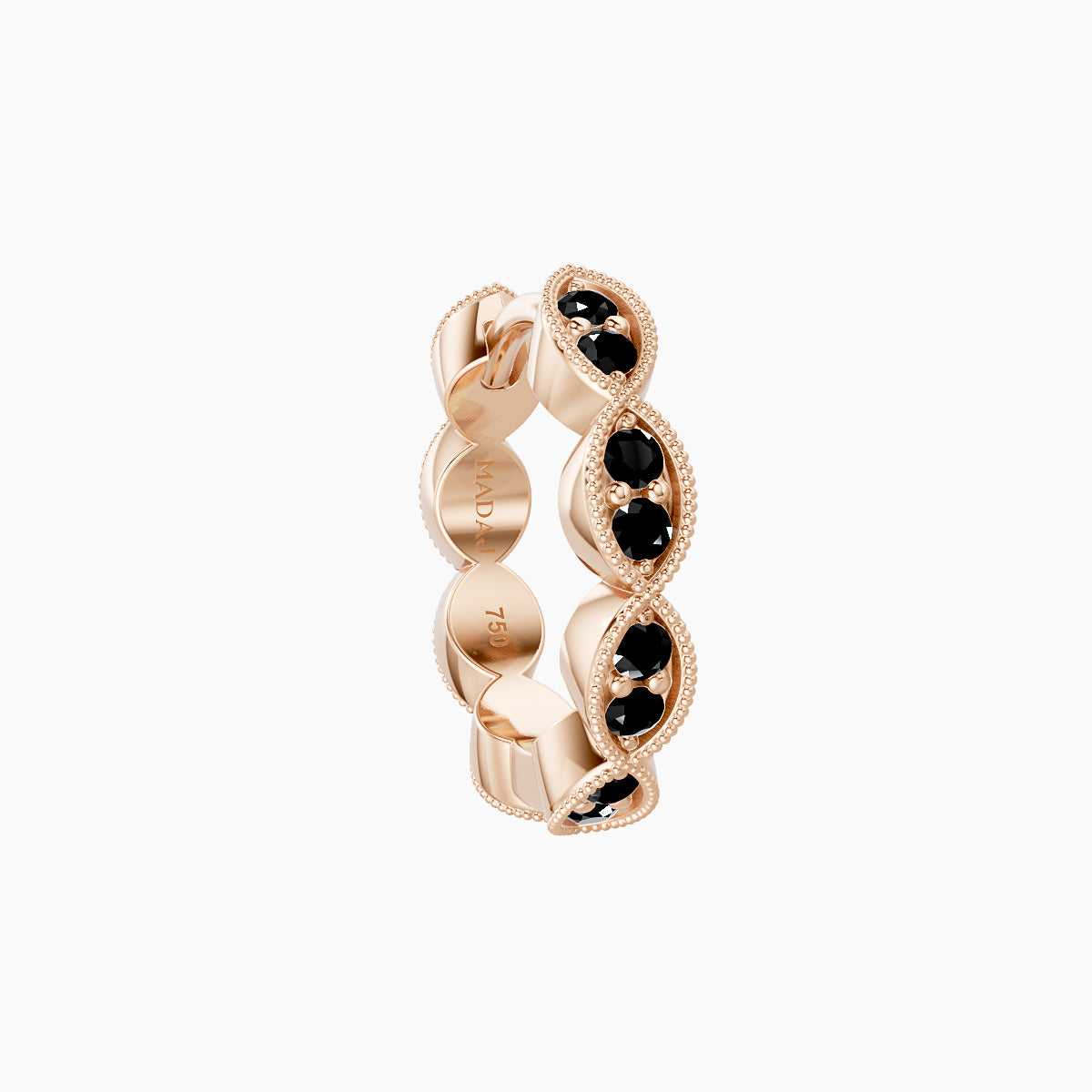 Bellona | 18k Rose Gold 8 mm Black Diamond Hoop Piercing