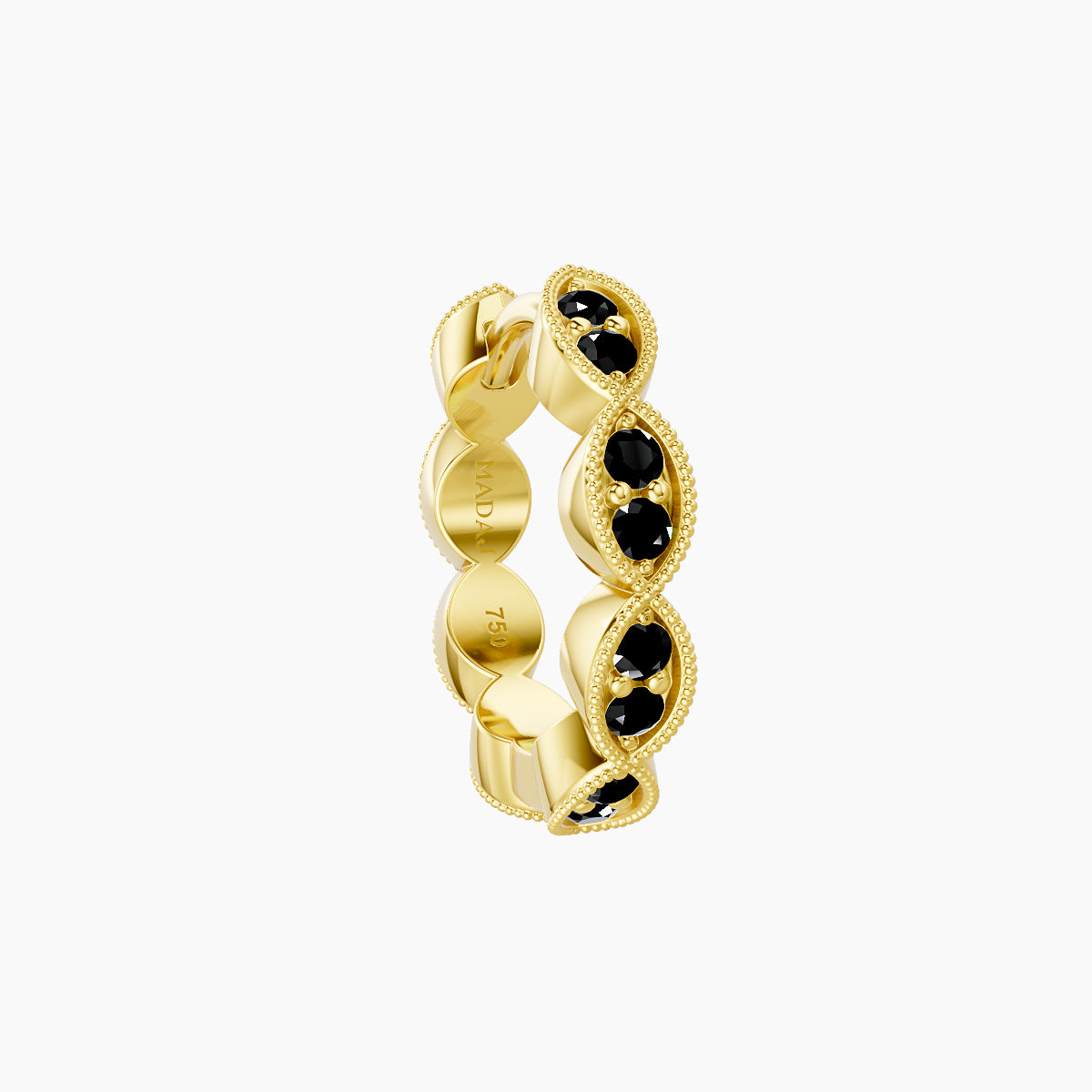 Bellona | 18k Yellow Gold 8 mm Black Diamond Hoop Piercing