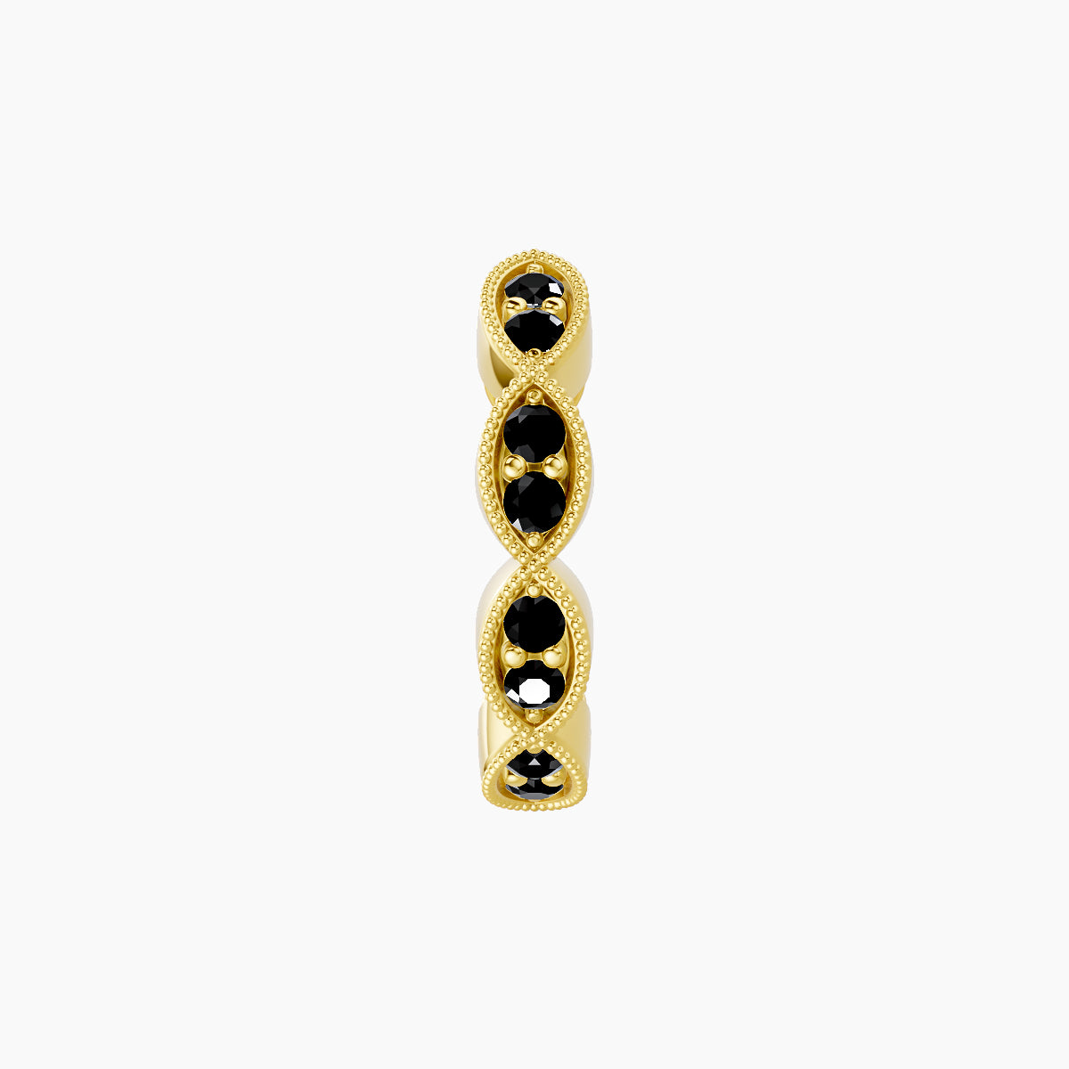 Bellona | 18k Yellow Gold 8 mm Black Diamond Hoop Piercing