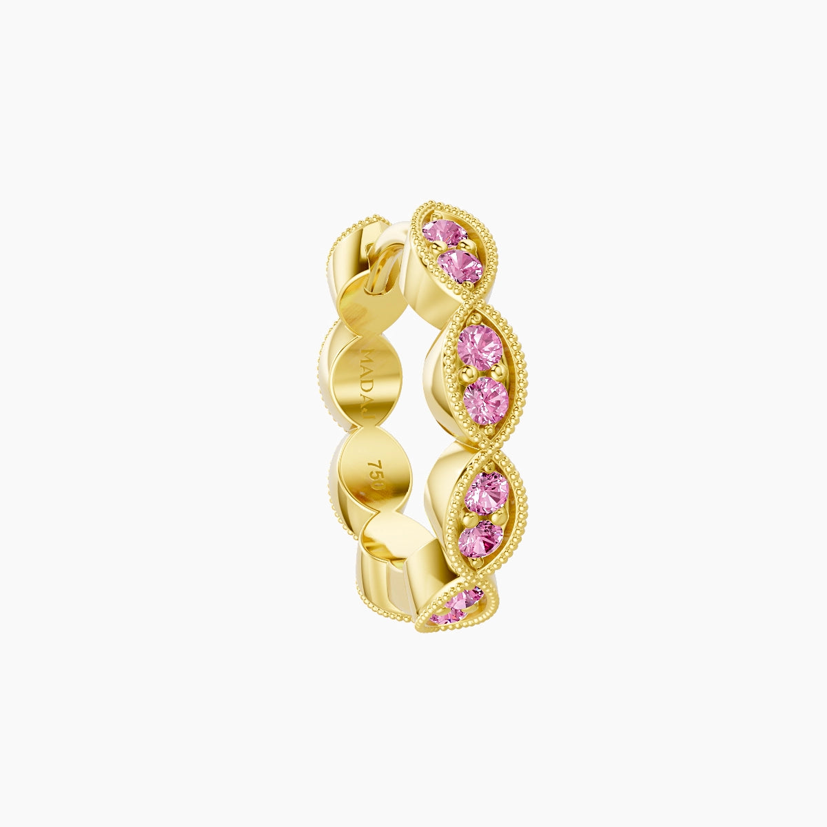 Bellona | 18k Yellow Gold 8 mm Pink Sapphire Hoop Piercing