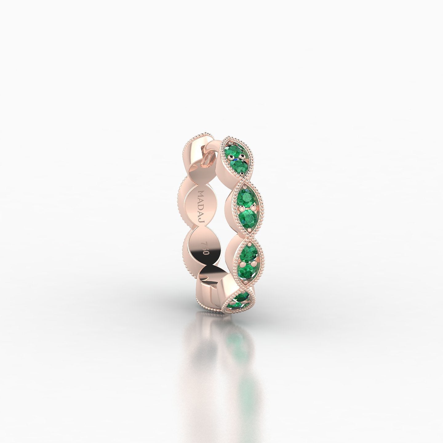 Bellona | 18k Rose Gold 8 mm Emerald Hoop Piercing